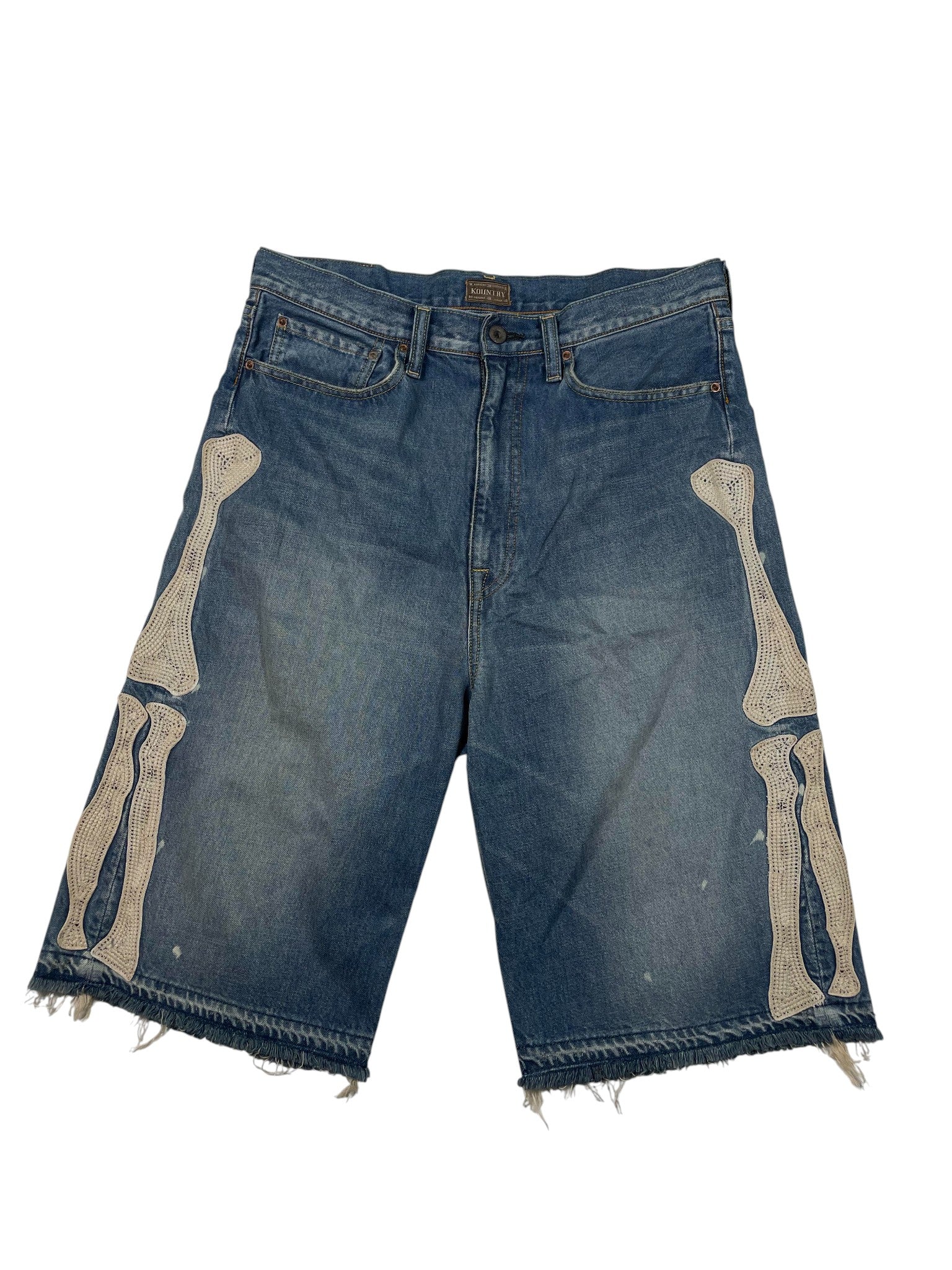 Kapital 'Bone' Blue Denim Shorts