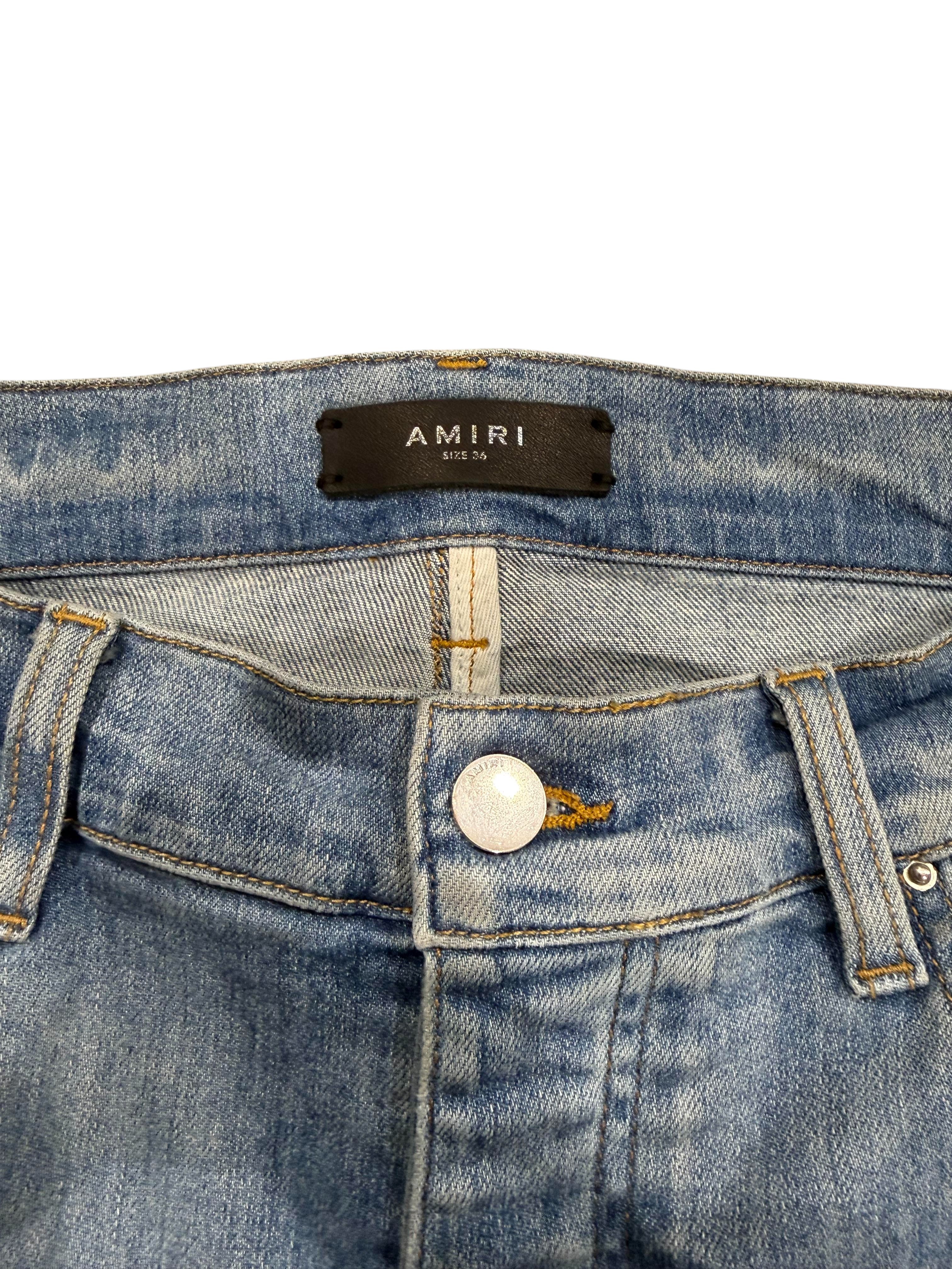 Amiri MX1 Applique Light Wash Denim Jeans