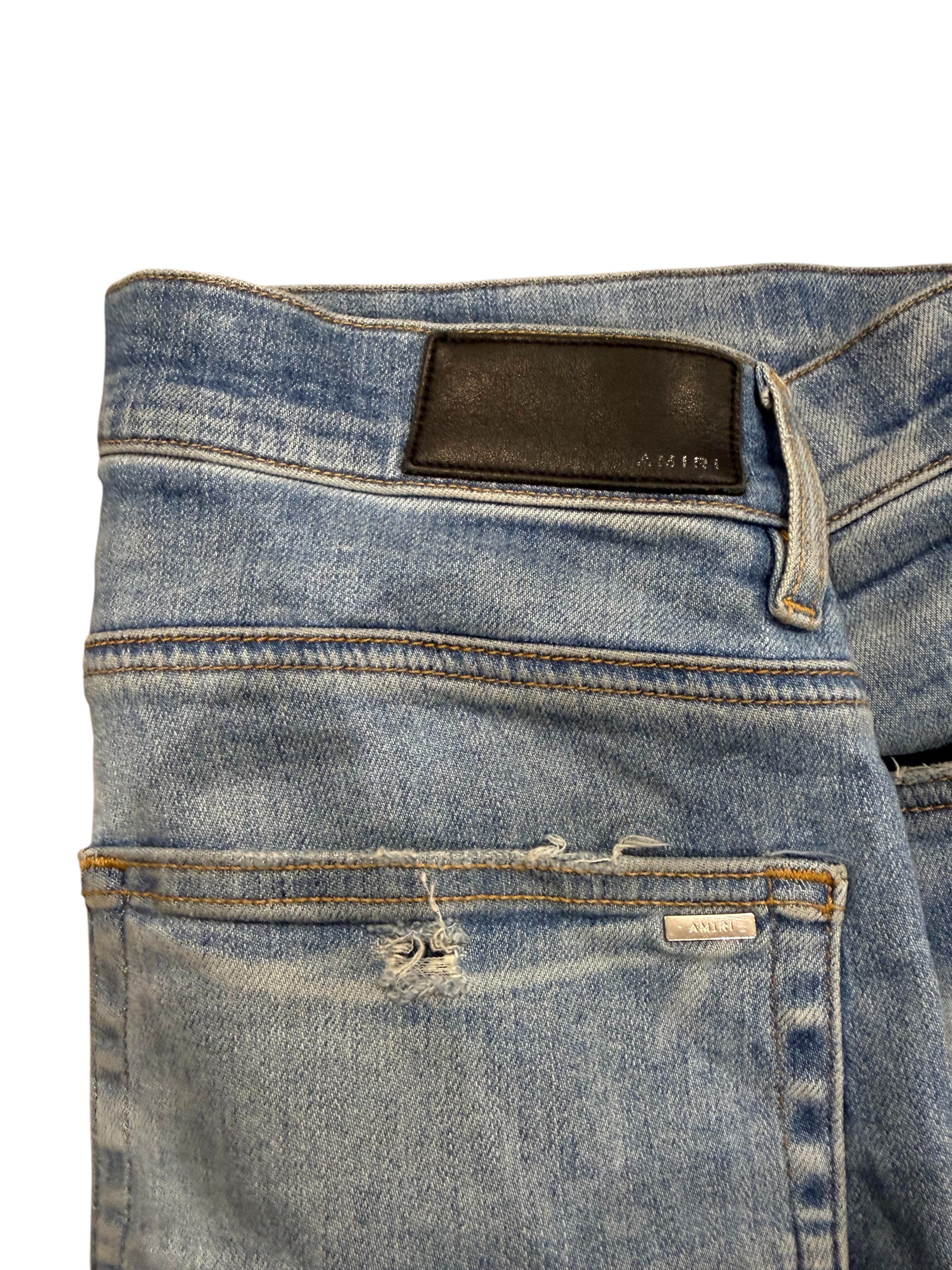 Amiri MX1 Applique Light Wash Denim Jeans