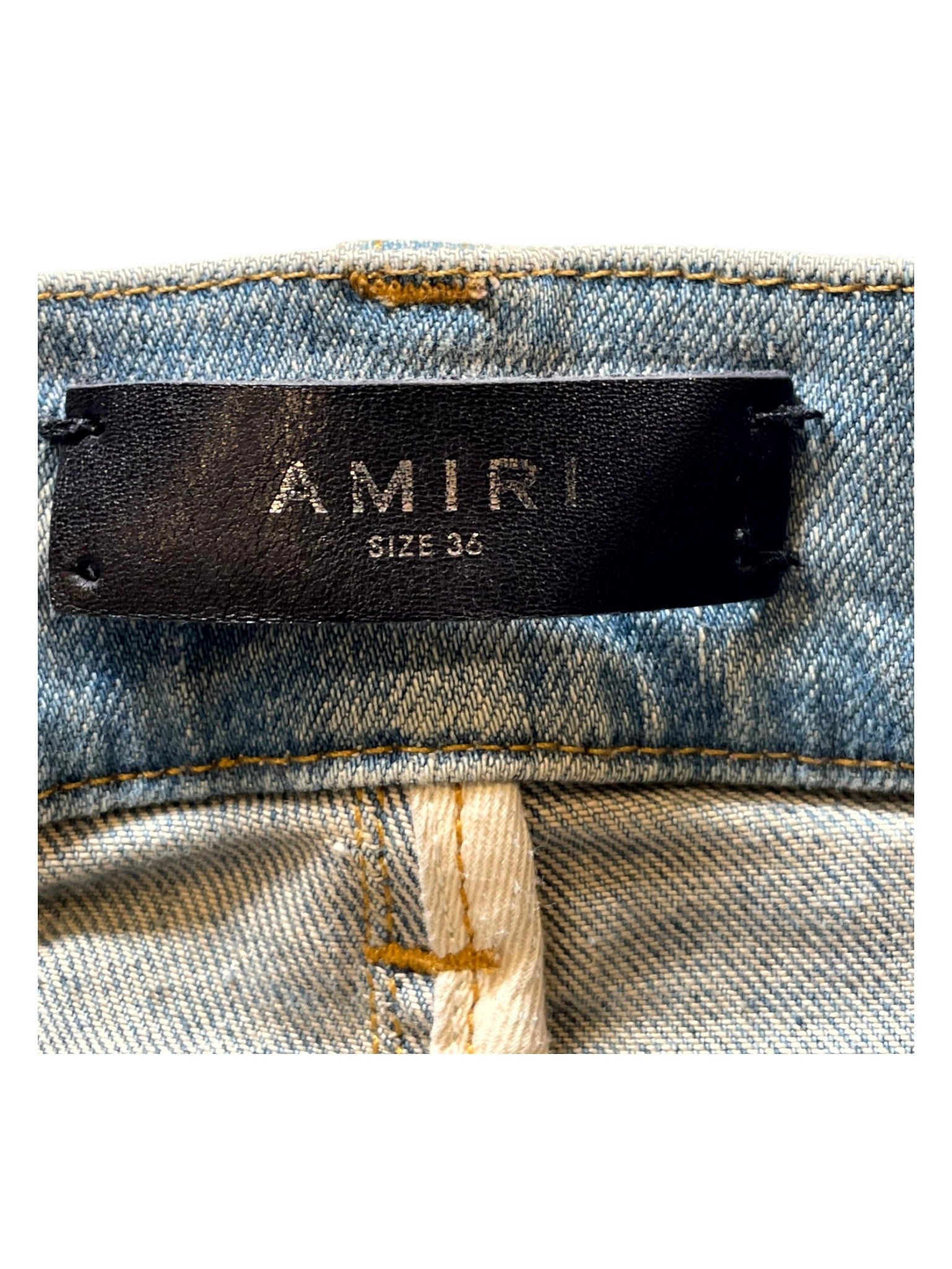 Amiri Tie Dye Patchwork Light Wash Jeans