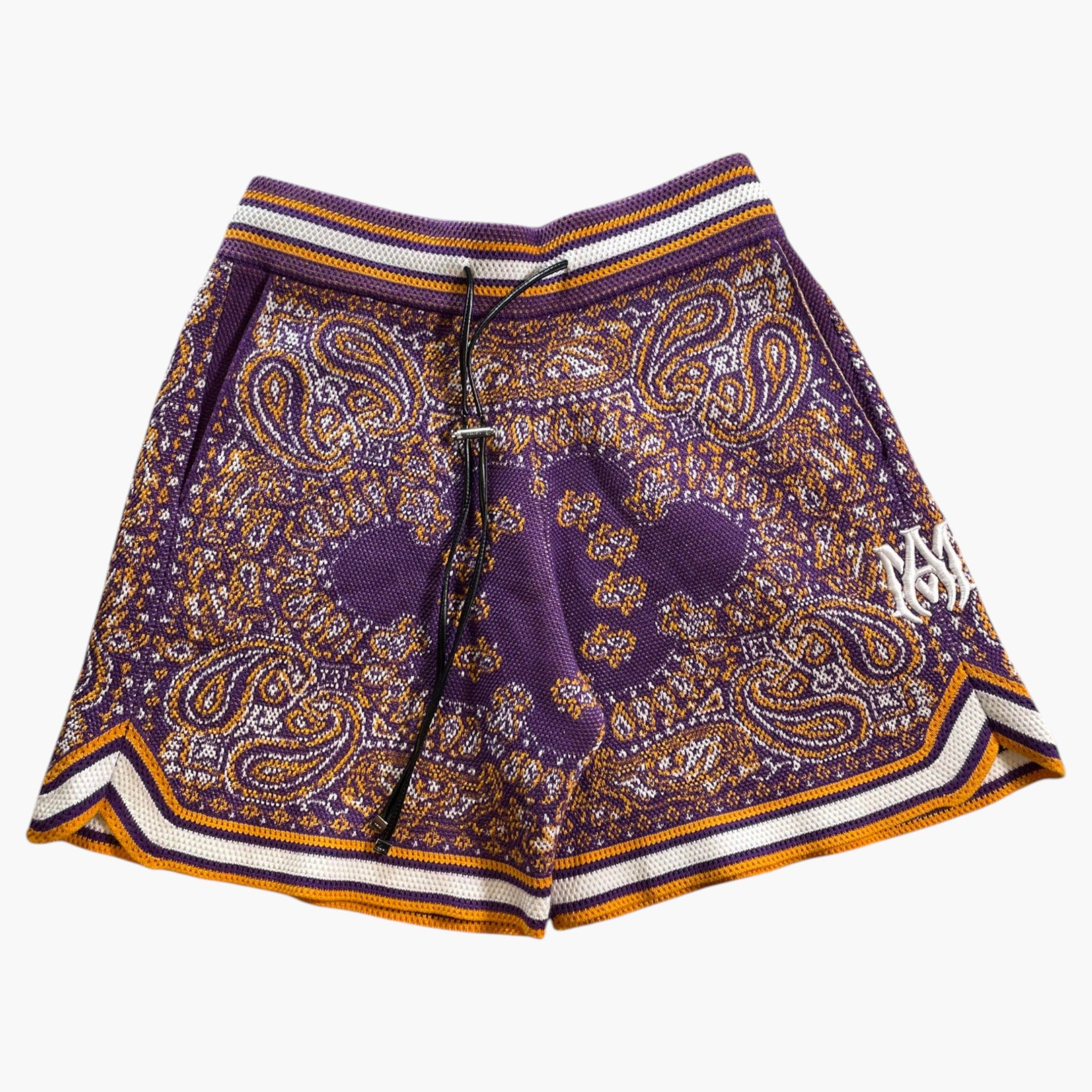 Amiri B-Ball Purple & Yellow Bandana Shorts