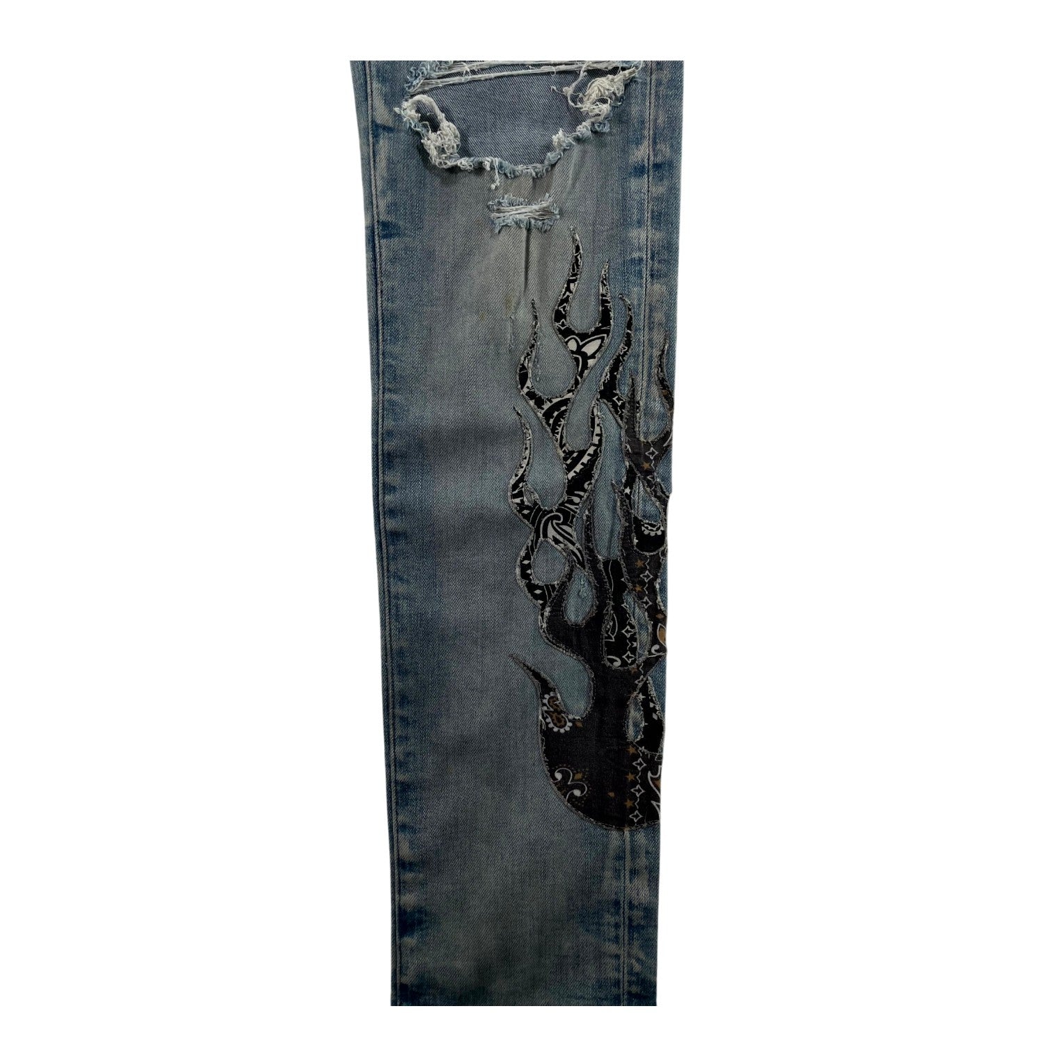 Amiri Paisley Flames Light Wash Jeans