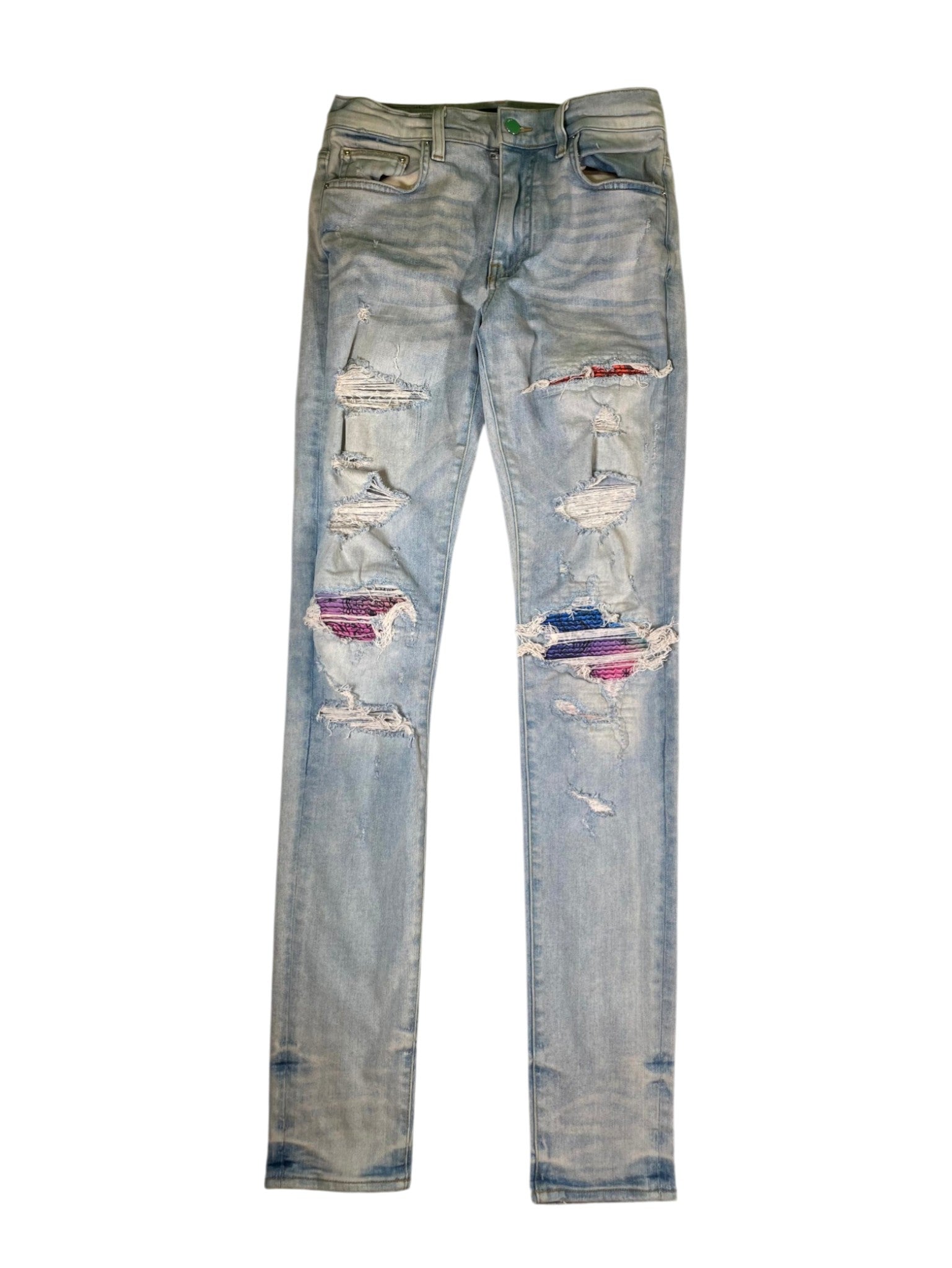 Amiri MX1 Paisley Patch Light Wash & Multicolor Jeans