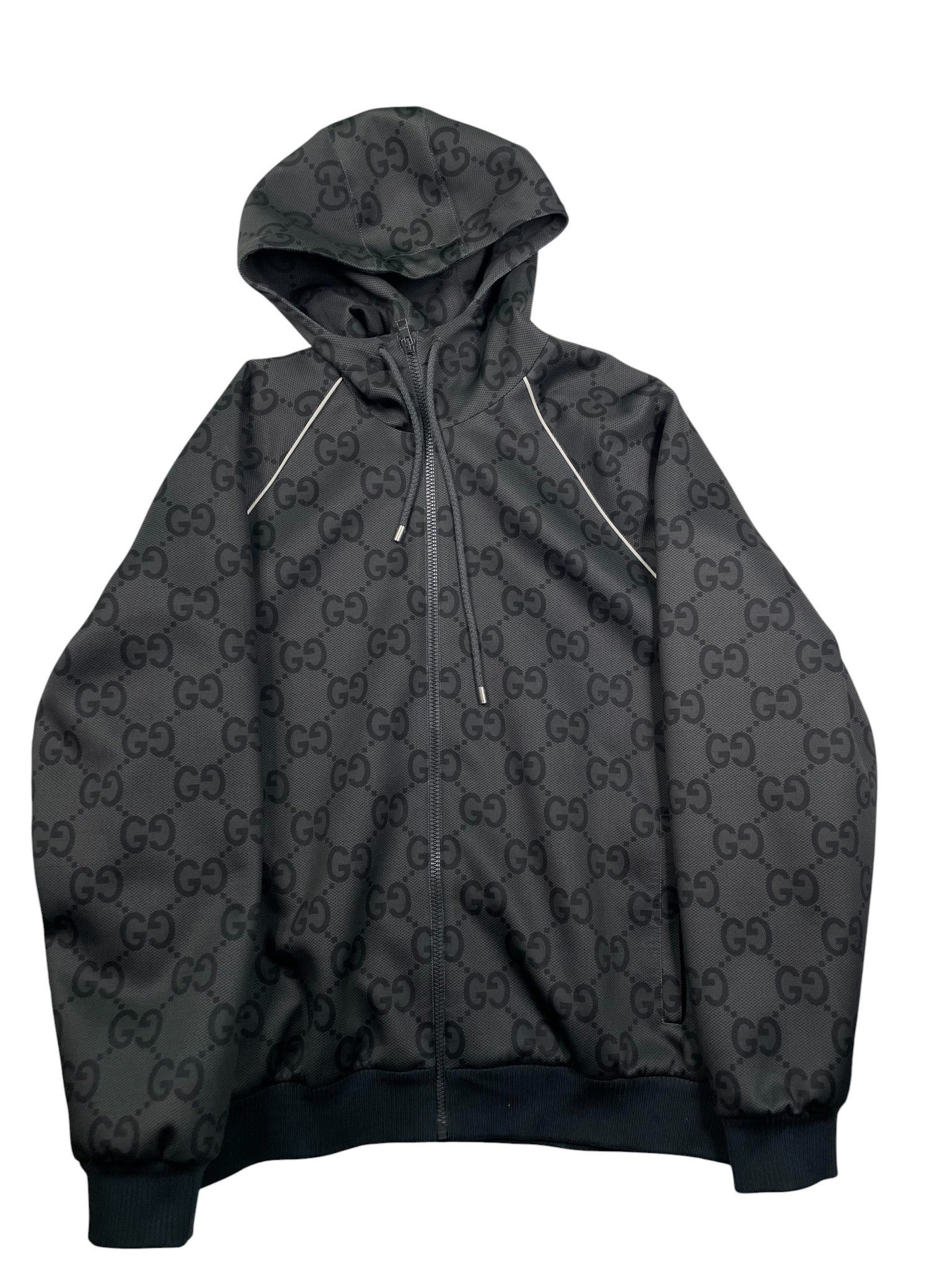 Gucci 'Monogram' Grey Stripe Zip Up Hoodie