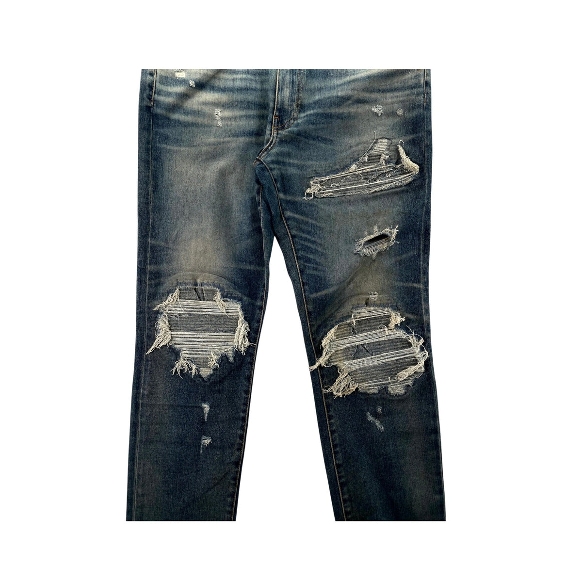 Amiri "MX1" Denim Patch Light Wash Jeans