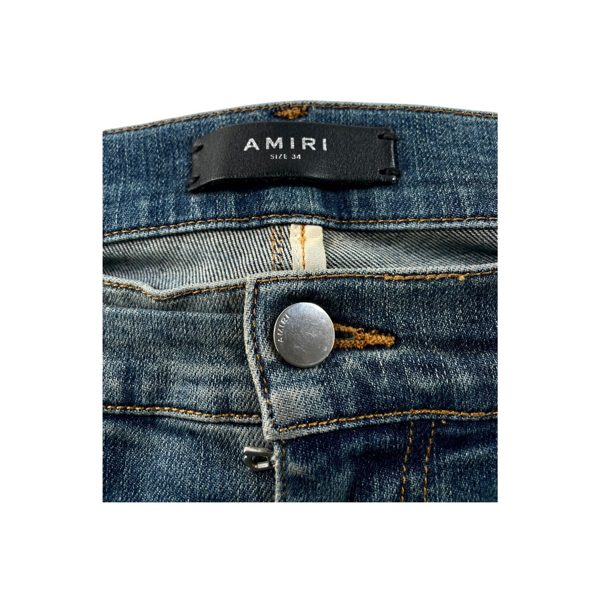 Amiri "MX1" Denim Patch Light Wash Jeans