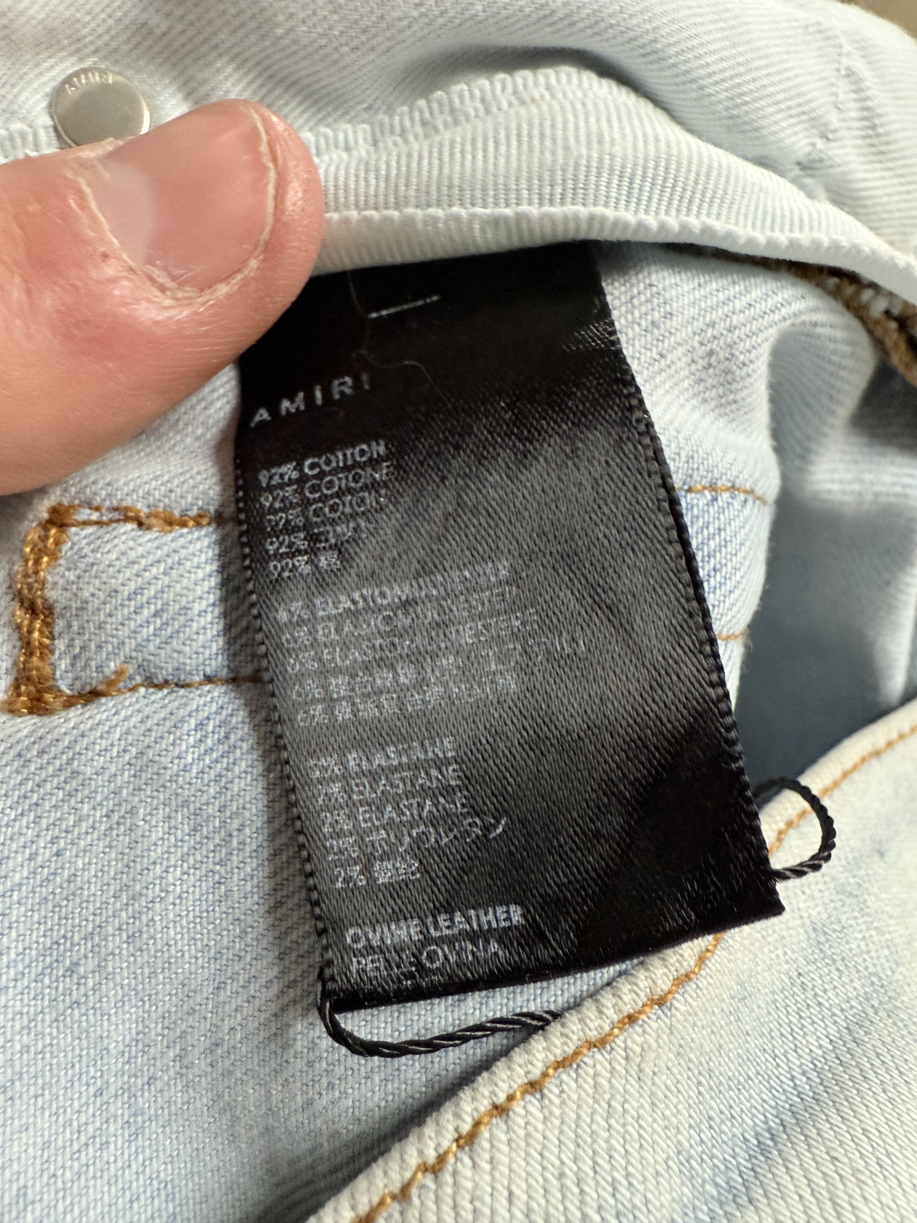 Amiri Chemist Jeans Light Wash White Stars Used 34