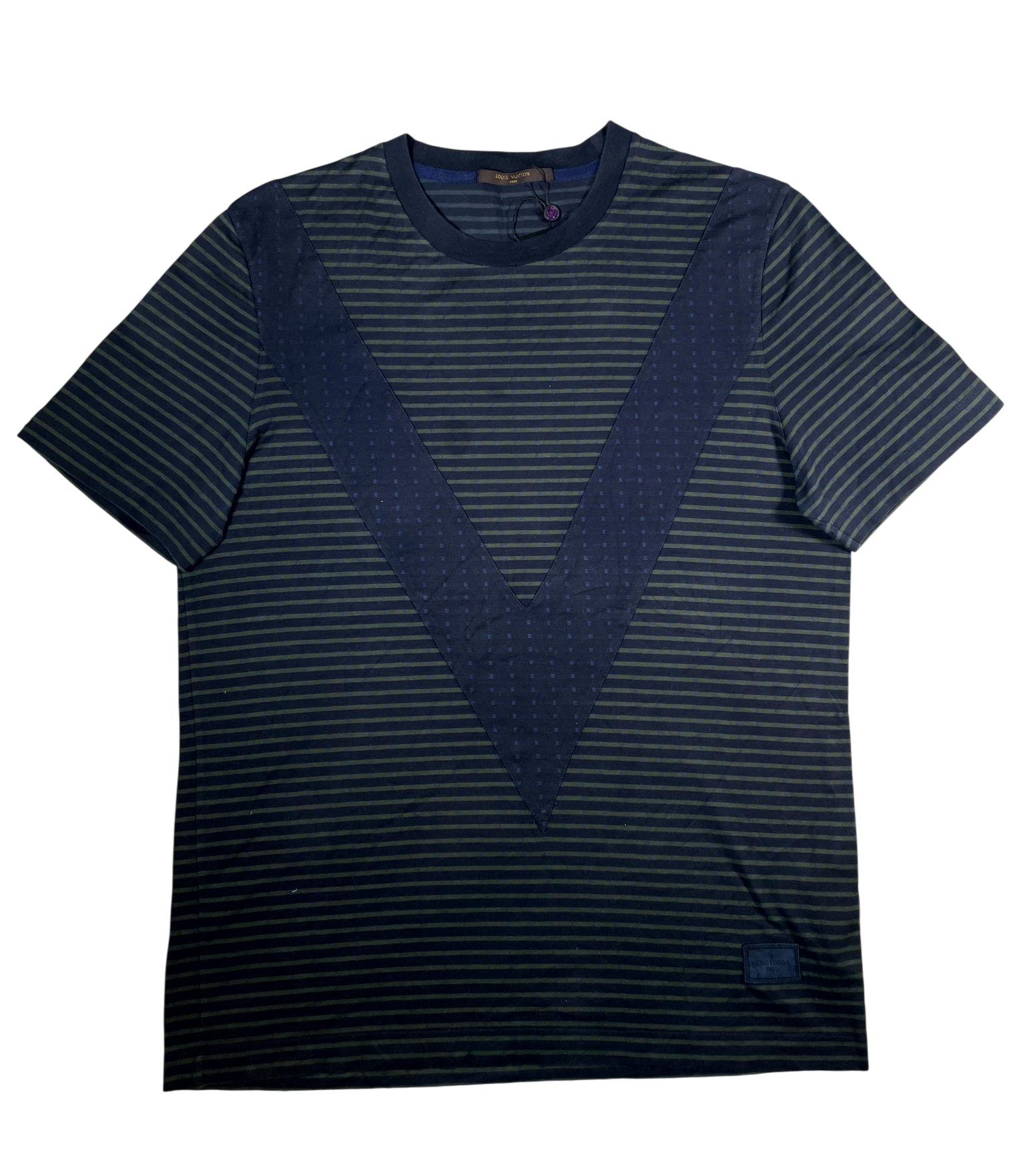 Louis Vuitton Striped V Green & Blue Tee