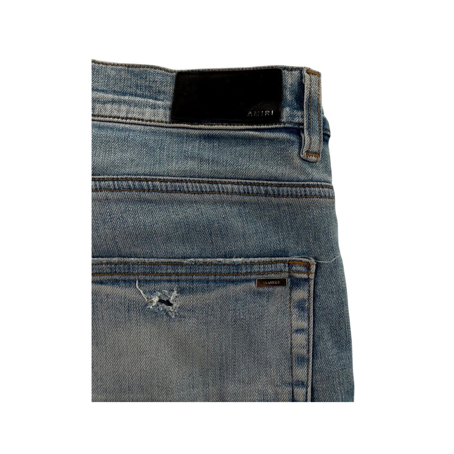 Amiri Plain Thrasher Ripped Light Wash Jeans