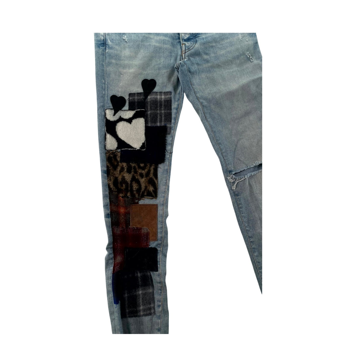 Amiri Lumberjack Patchwork Light Wash Jeans