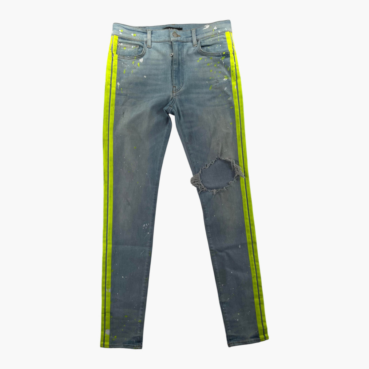 Amiri Neon Splatter Stripe Light Wash Jeans