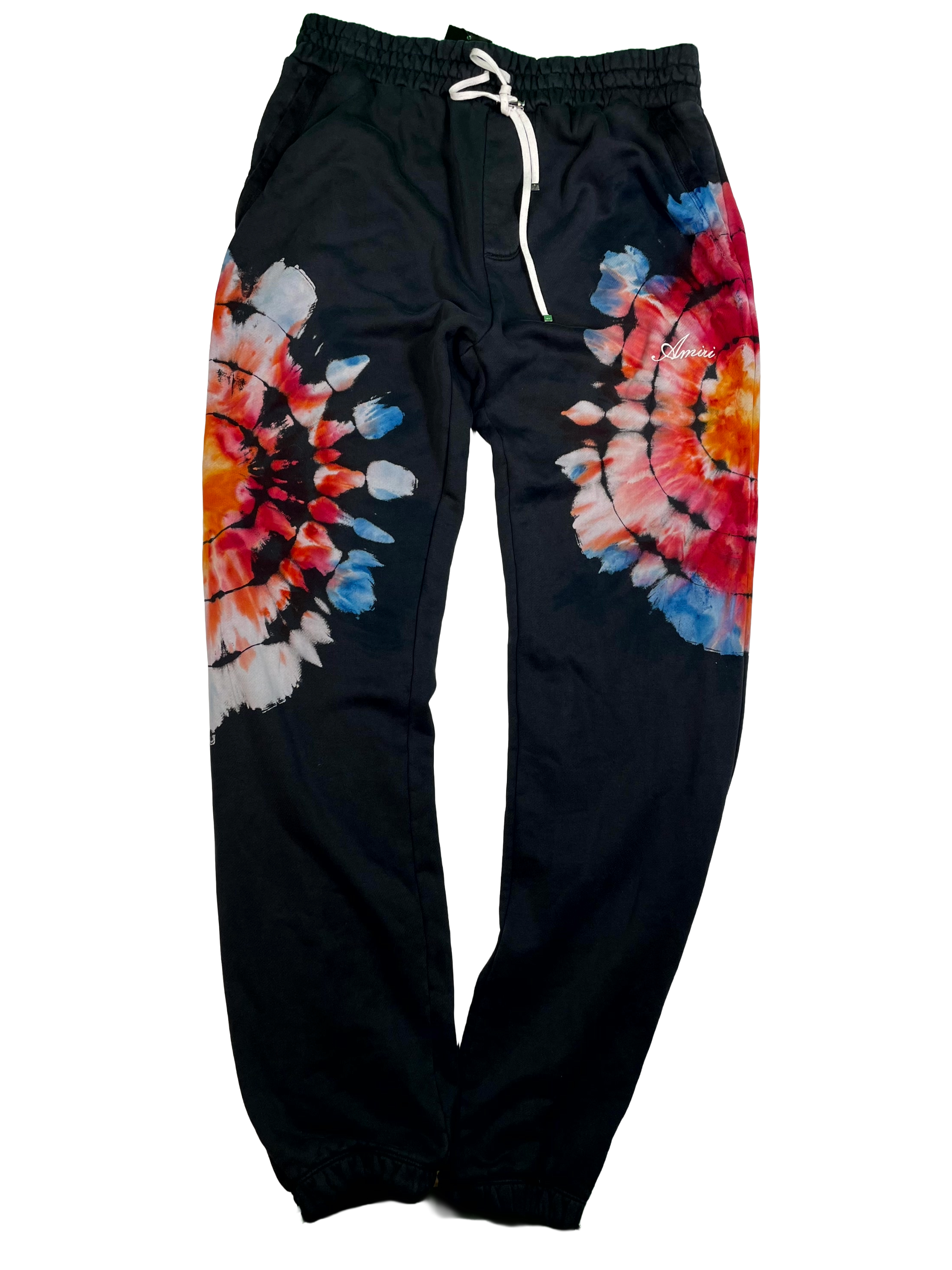 Amiri Script Logo Tie Dye Black Sweatpants