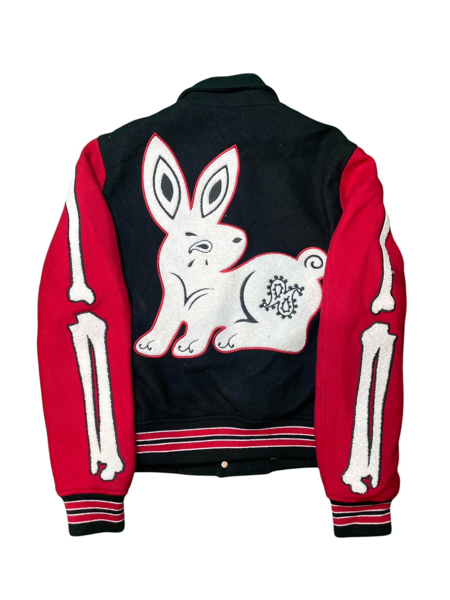 Amiri Red Rabbit Bone Varsity Black Jacket