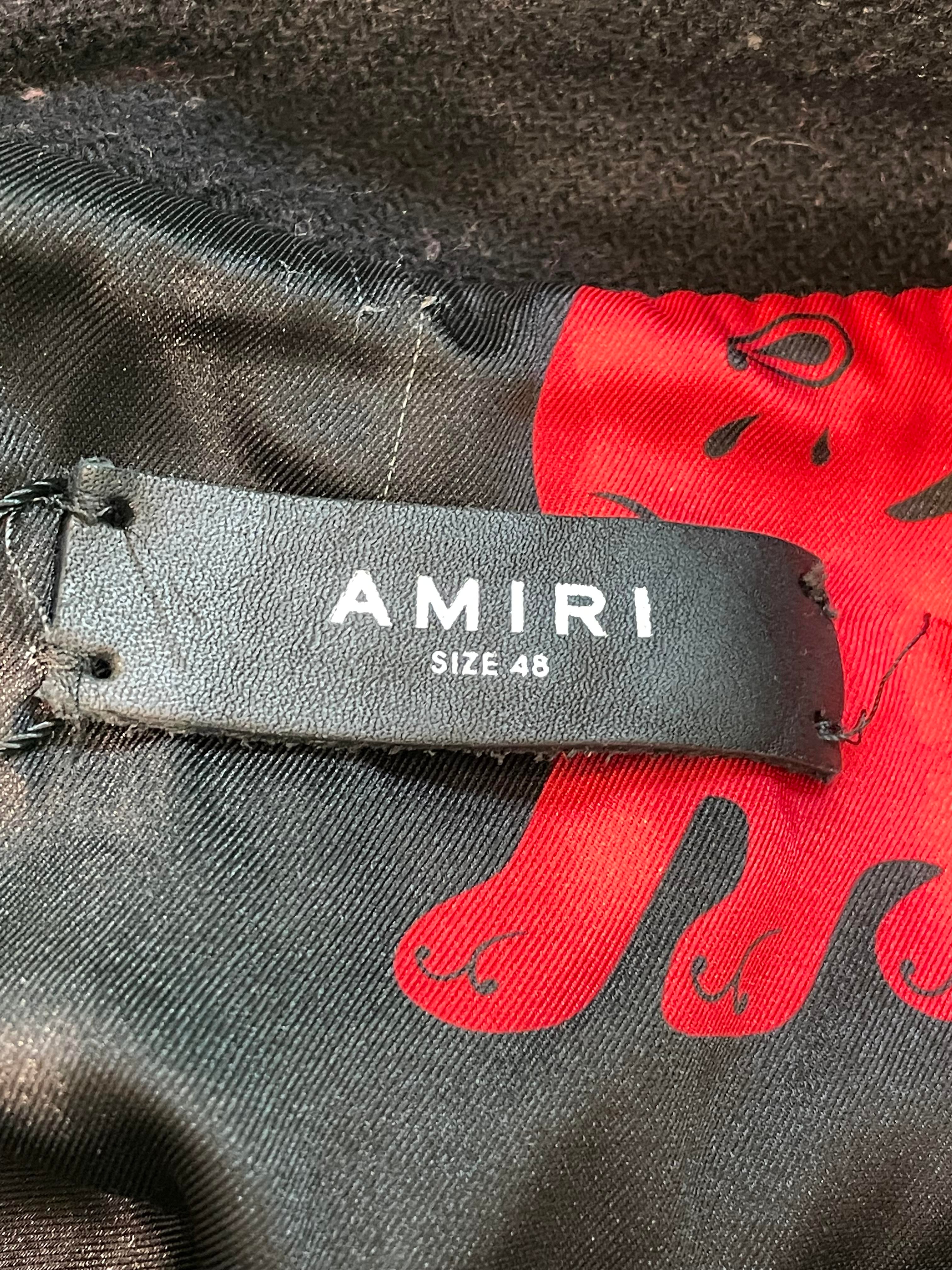 Amiri Red Rabbit Bone Varsity Black Jacket