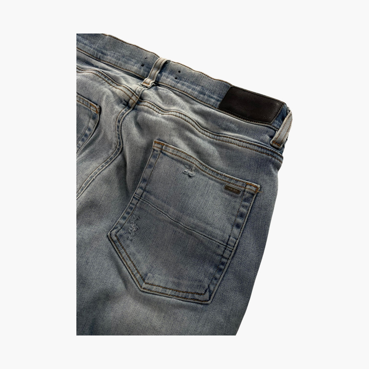 Amiri MX2 White Paisley Patch Light Wash Jeans