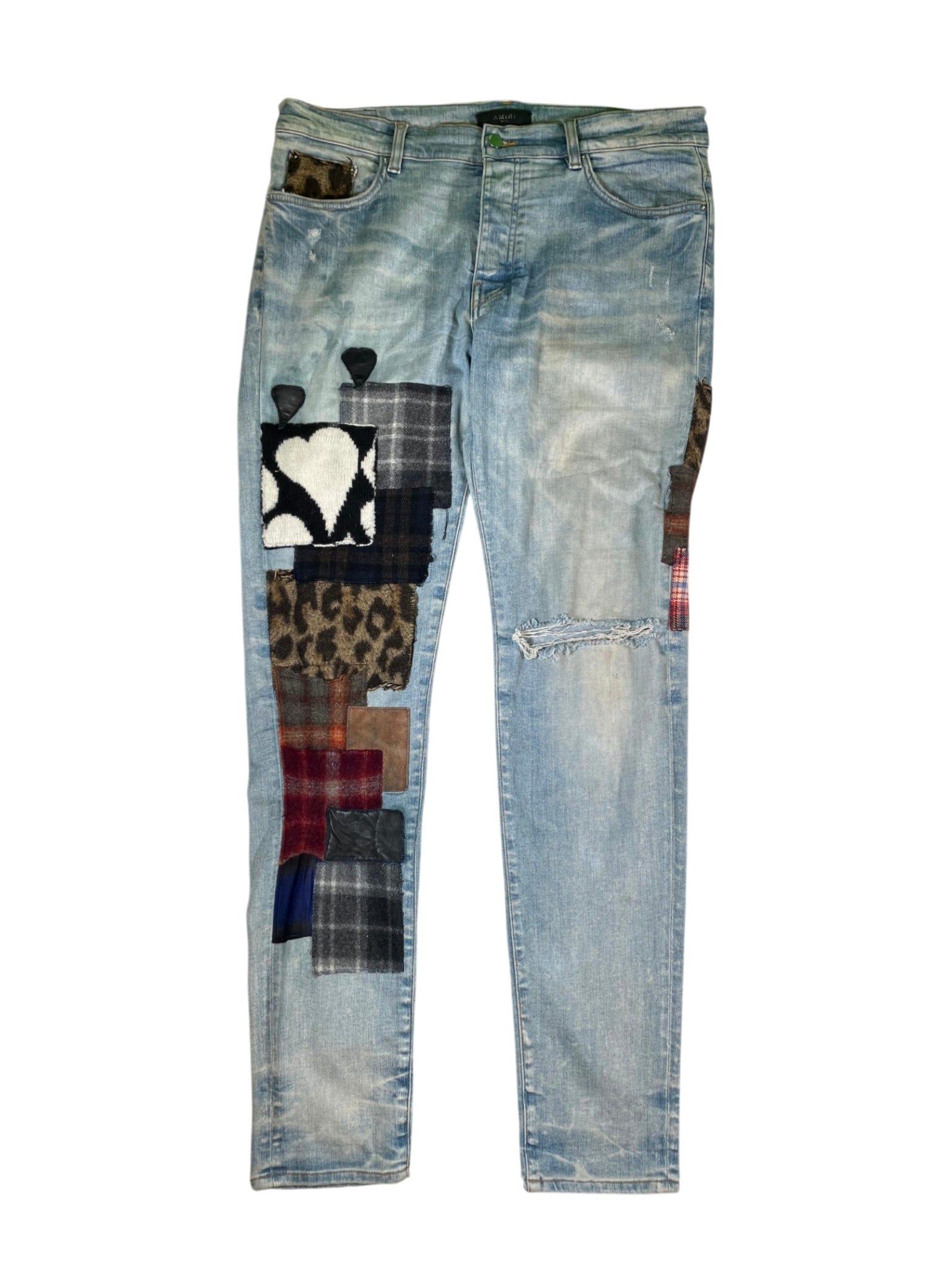 Amiri Lumberjack Patchwork Light Wash Jeans