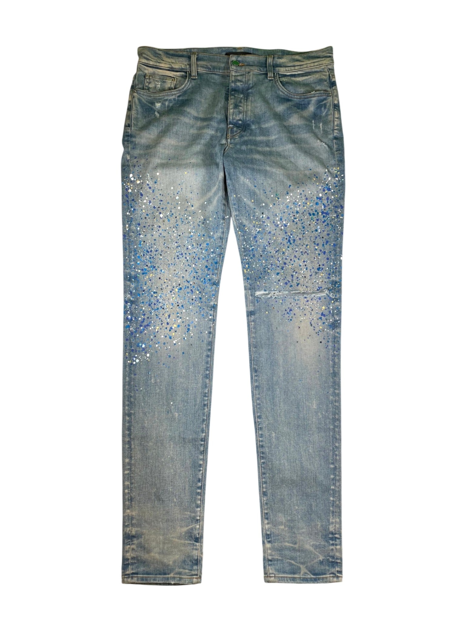 Amiri Crystal Splatter Light Wash Jeans