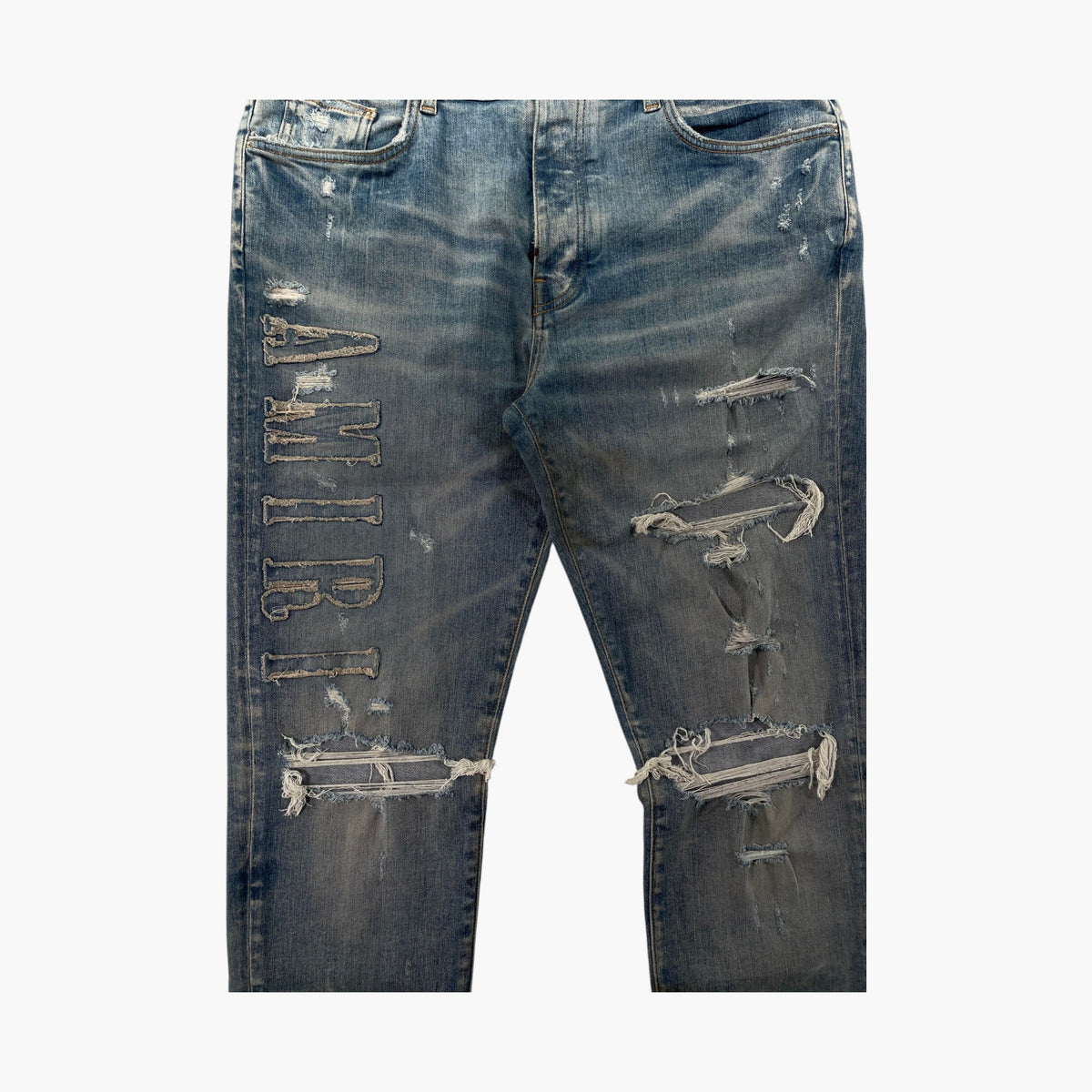 Amiri Denim Applique Side Logo Light Wash Jeans