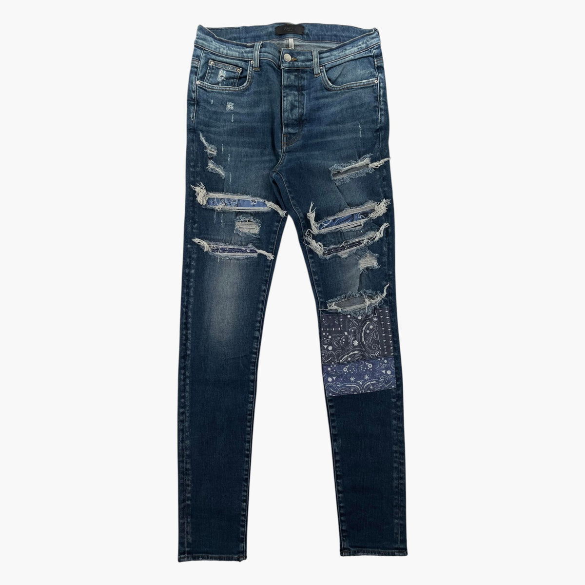 Amiri Paisley Patchwork Deep Classic Blue Jeans