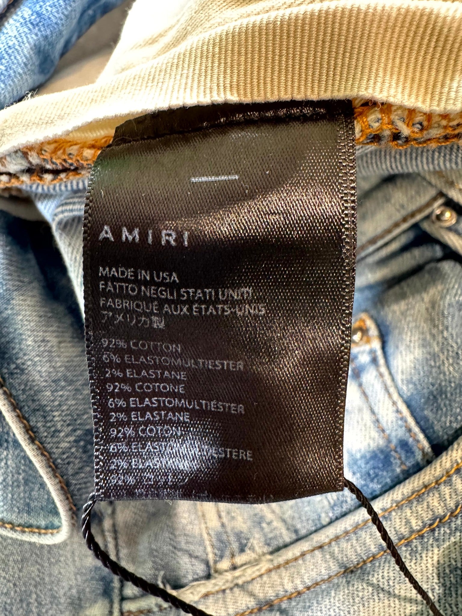 Amiri MX1 Patch Light Wash, Blue & Red Jeans