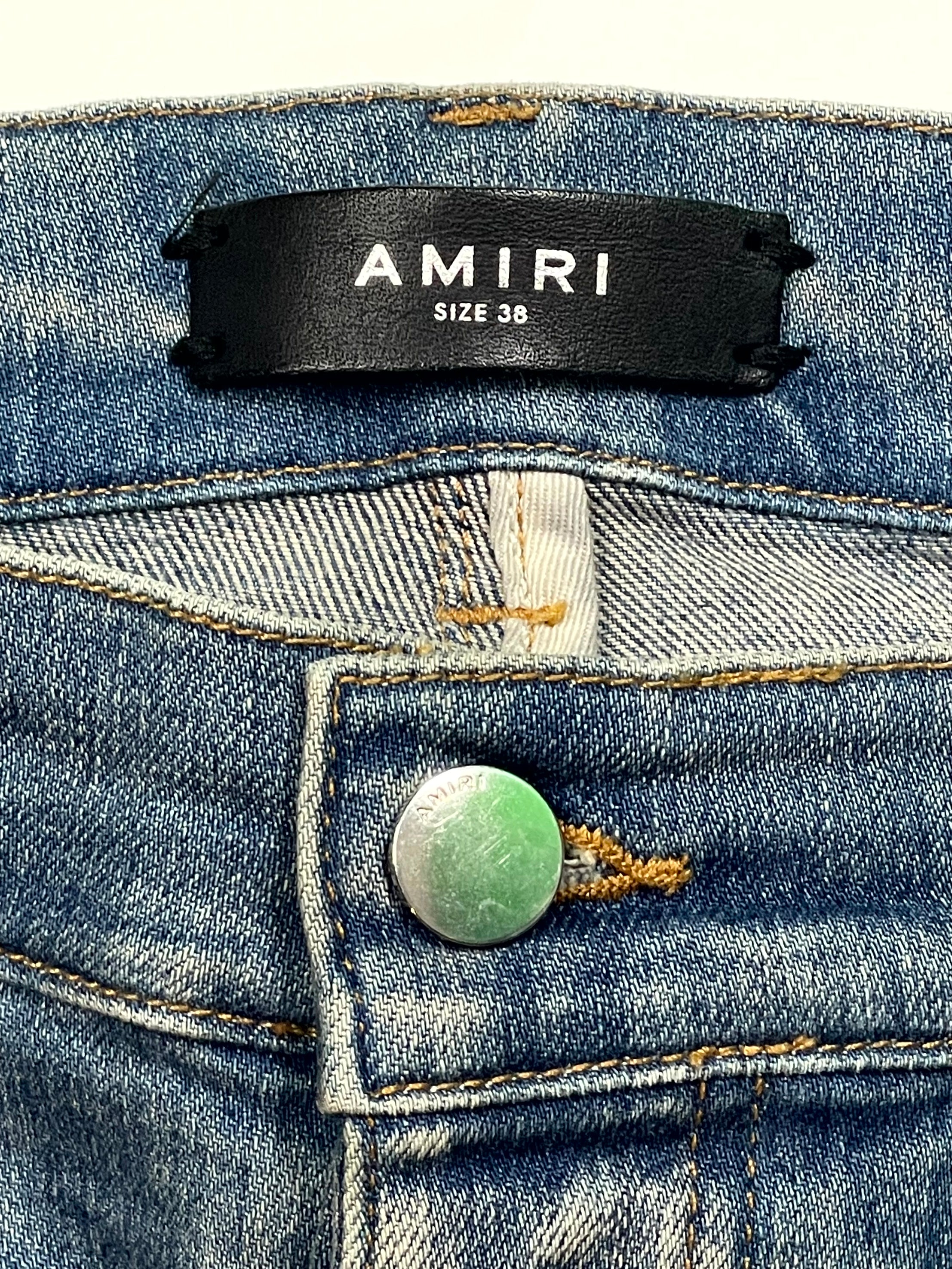 Amiri Paisley Thrasher Patch Light Wash & Orange Jeans