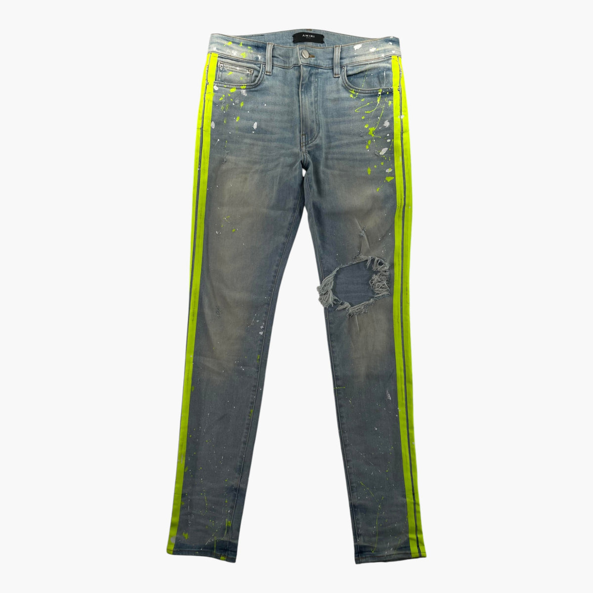 Amiri Stripe Light Wash & Neon Jeans