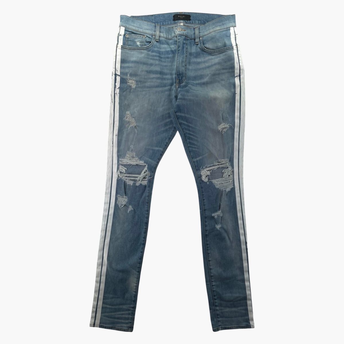 Amiri Striped Light Wash & White Jeans