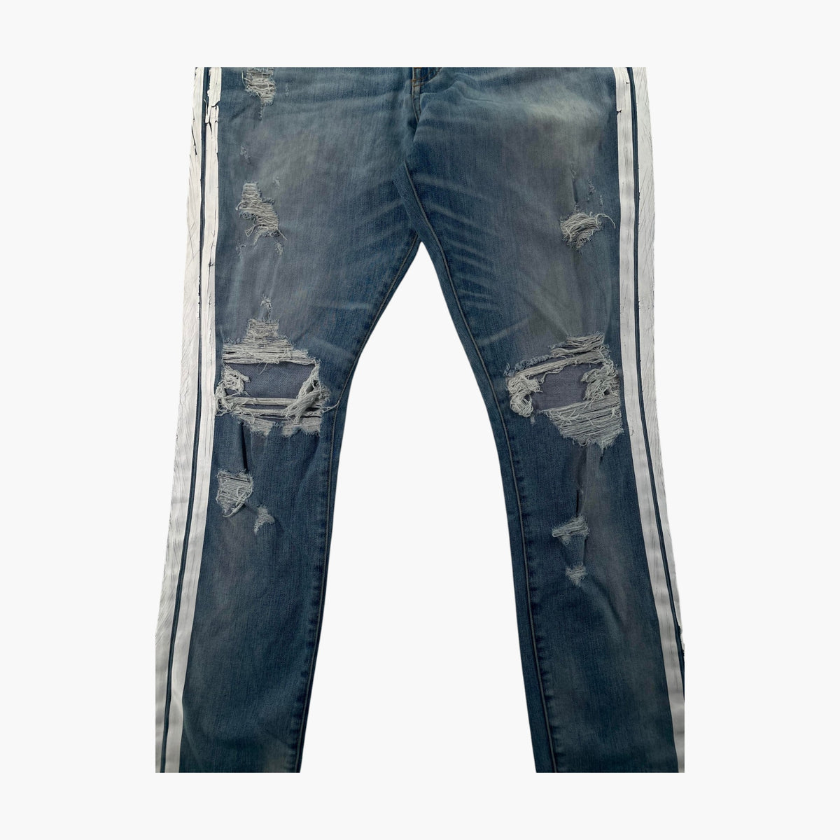 Amiri Striped Light Wash & White Jeans