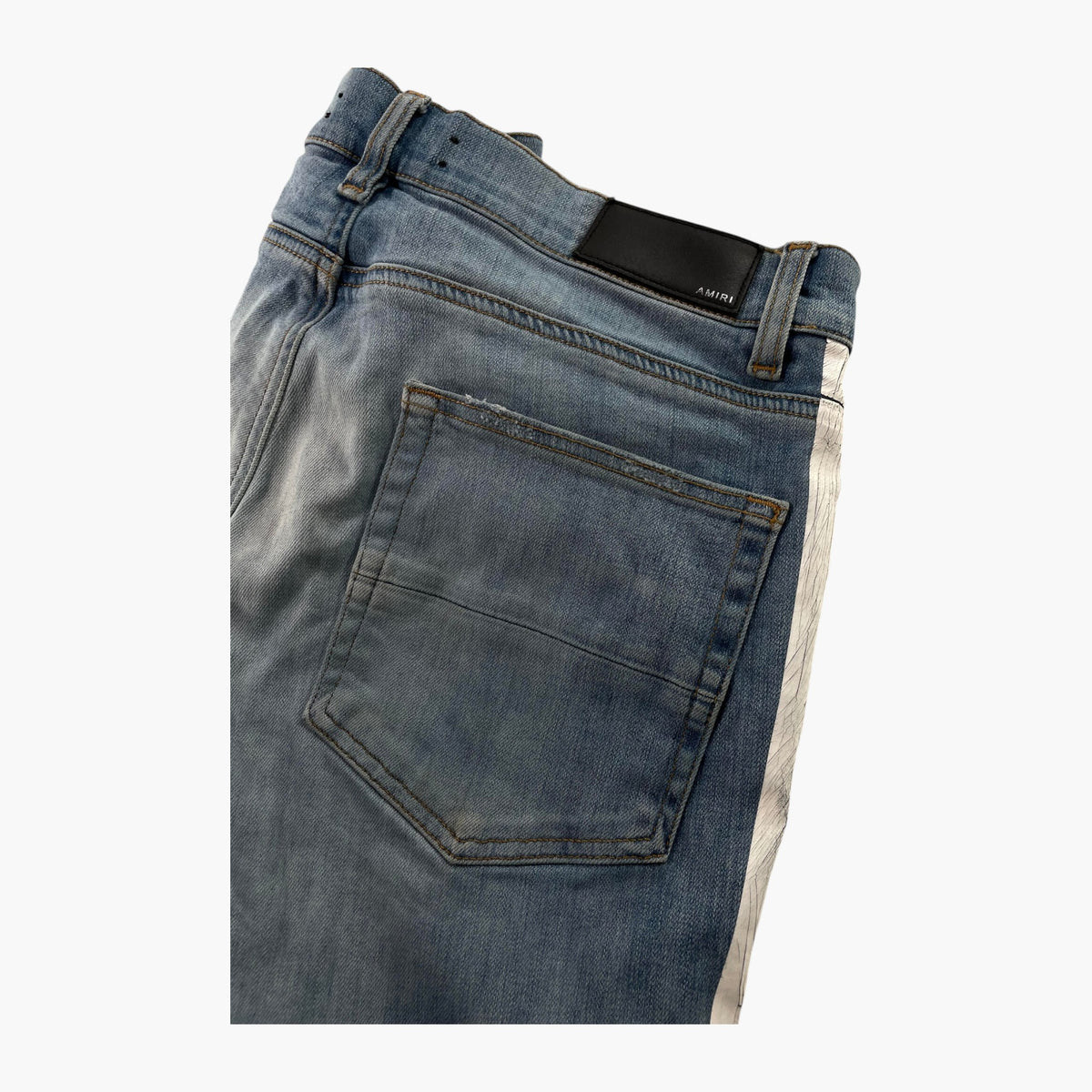 Amiri Striped Light Wash & White Jeans