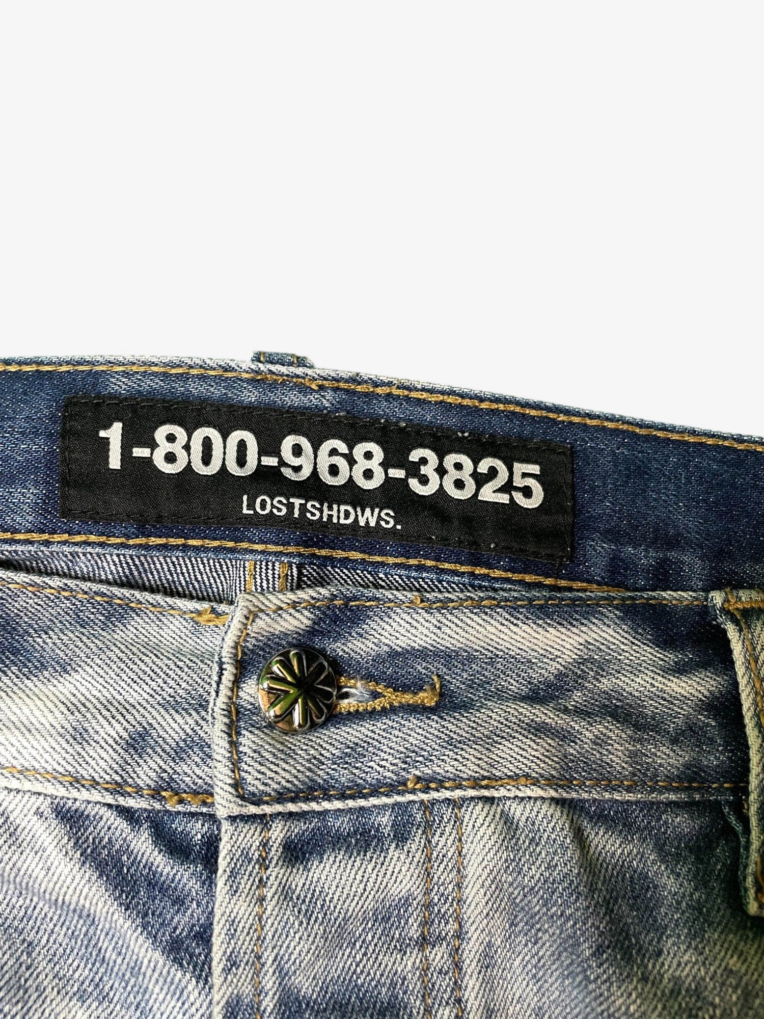 Lost SHDWS White Floral Light Wash Jeans