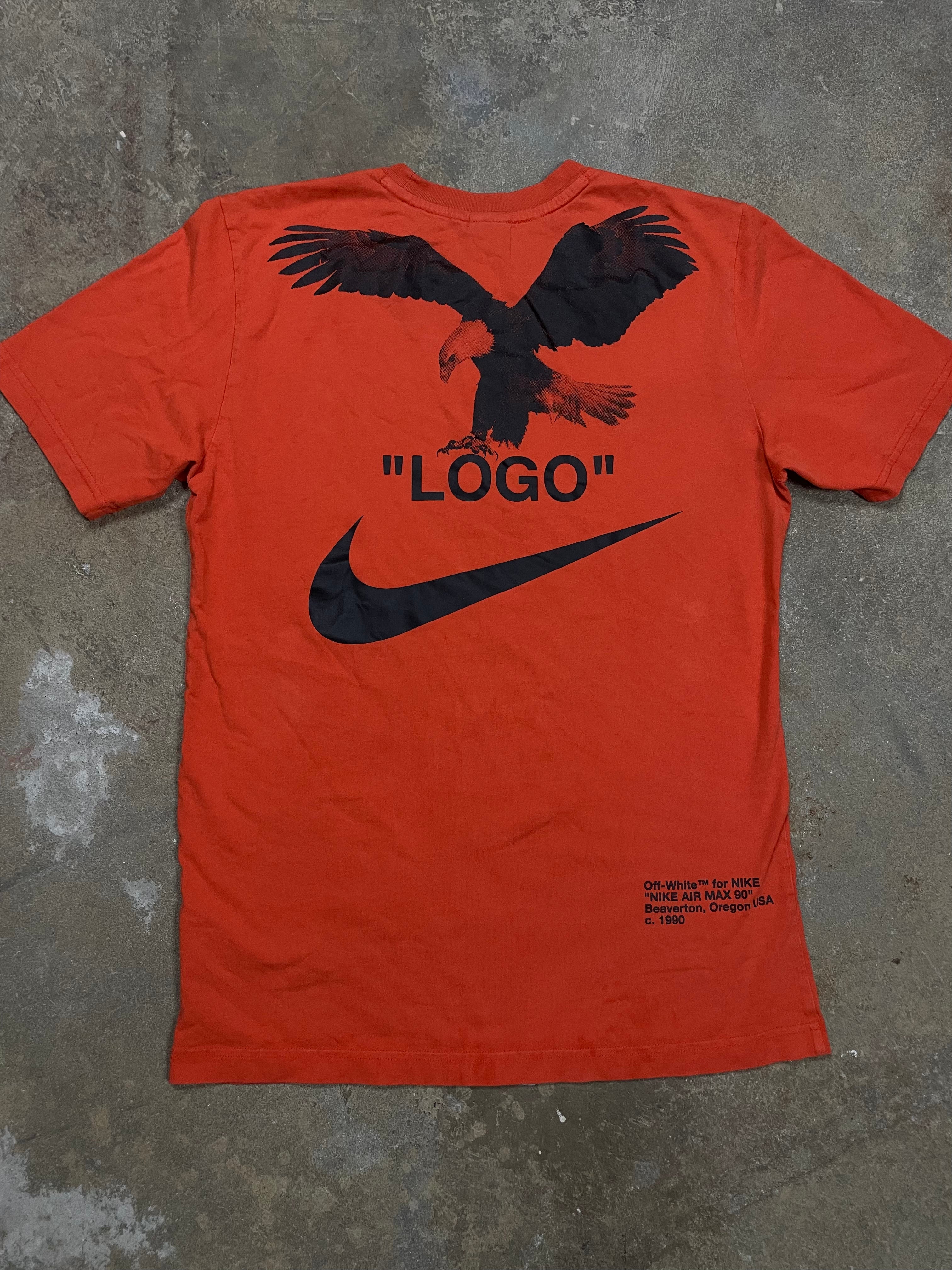 Off White Nike Tee Orange Black Used Small