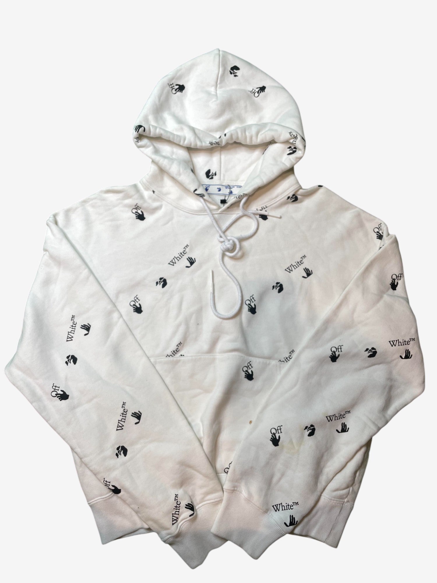Off White All Over Logo White Hoodie