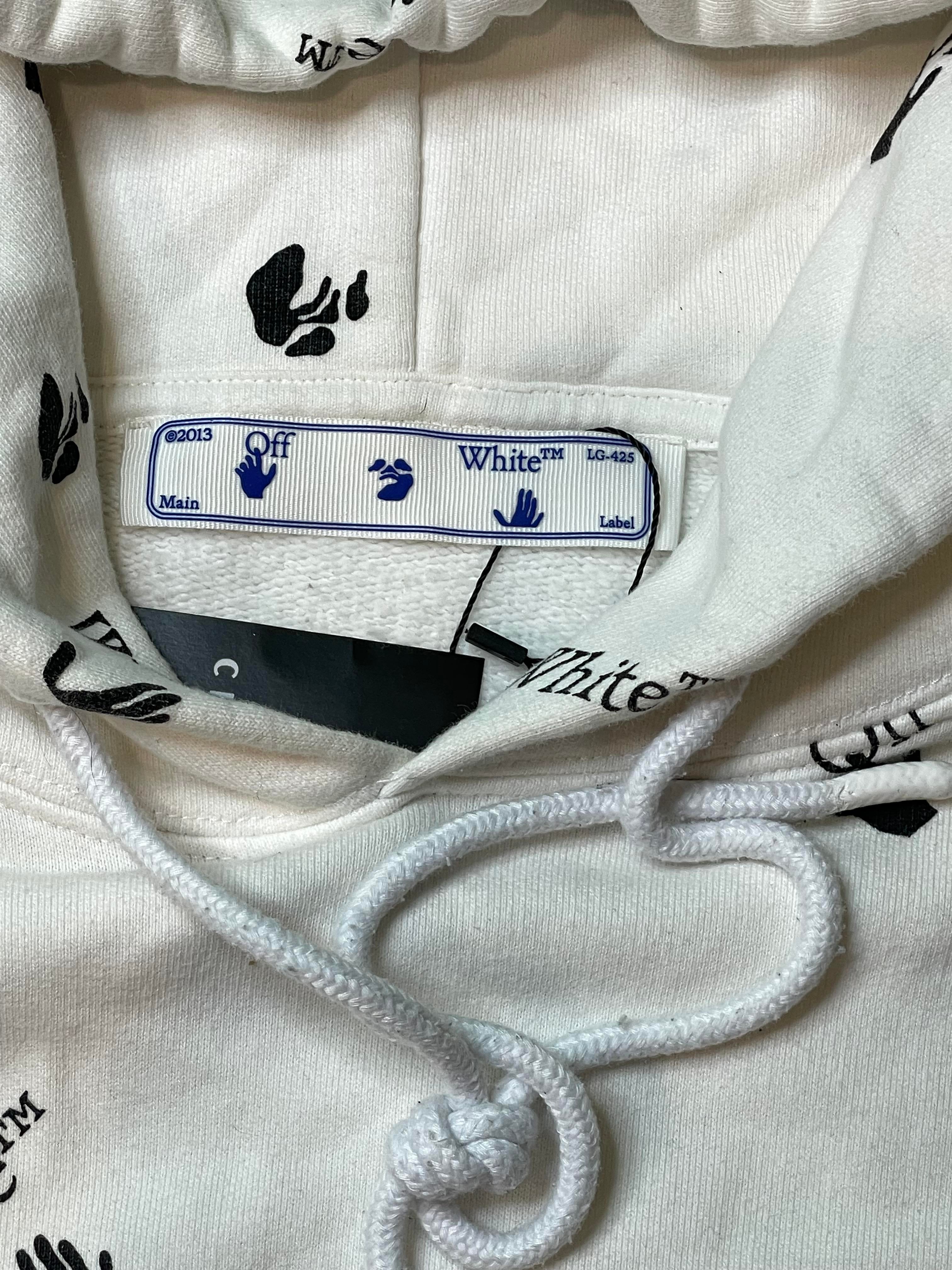 Off White All Over Logo White Hoodie