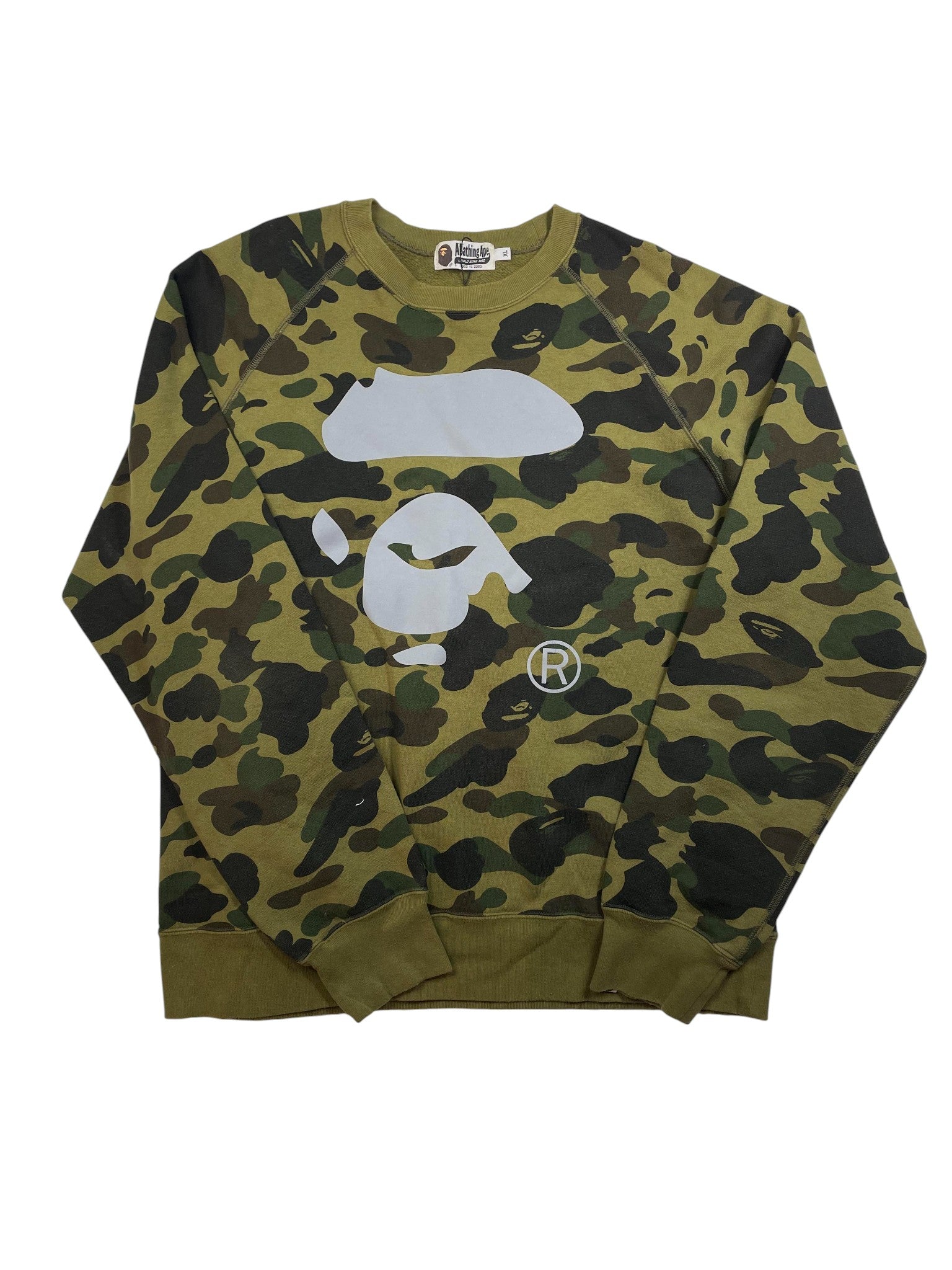 Bape Camo Head Logo Grey Crewneck