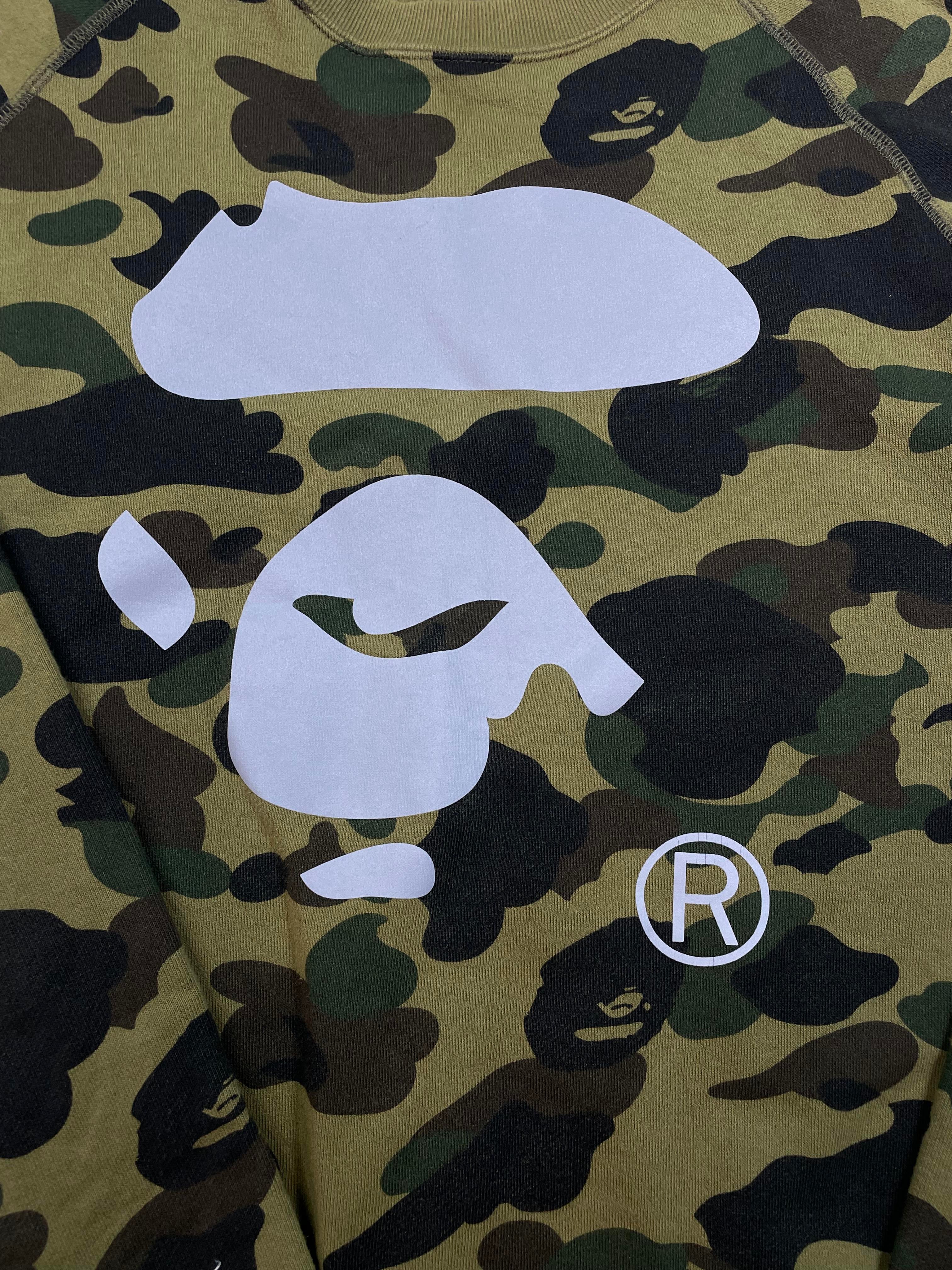 Bape Camo Head Logo Grey Crewneck