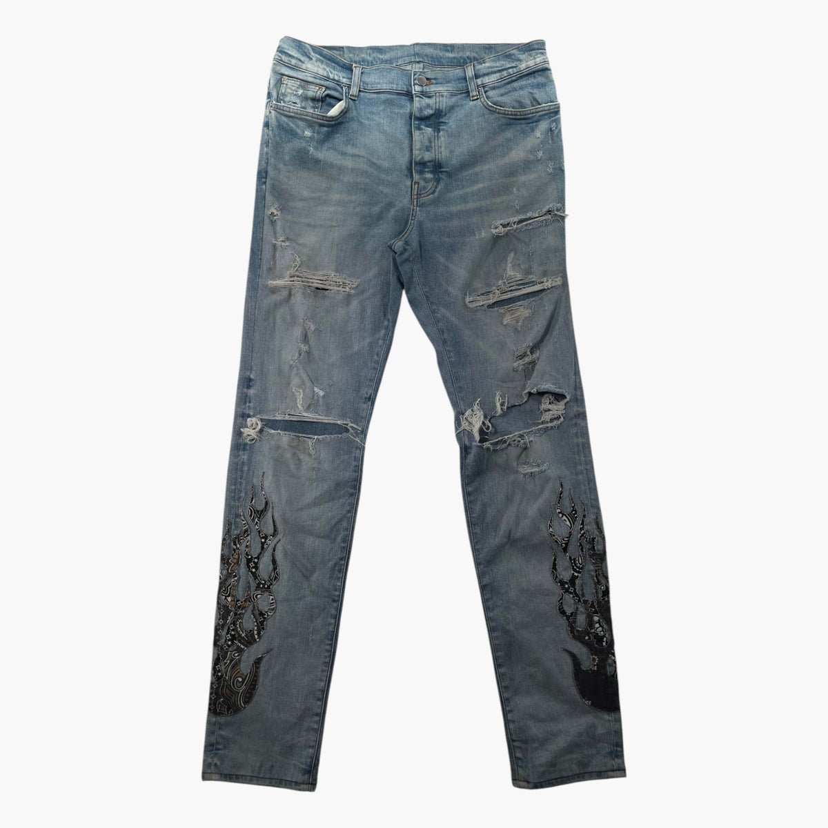 Amiri Paisley Flames Light Wash Jeans