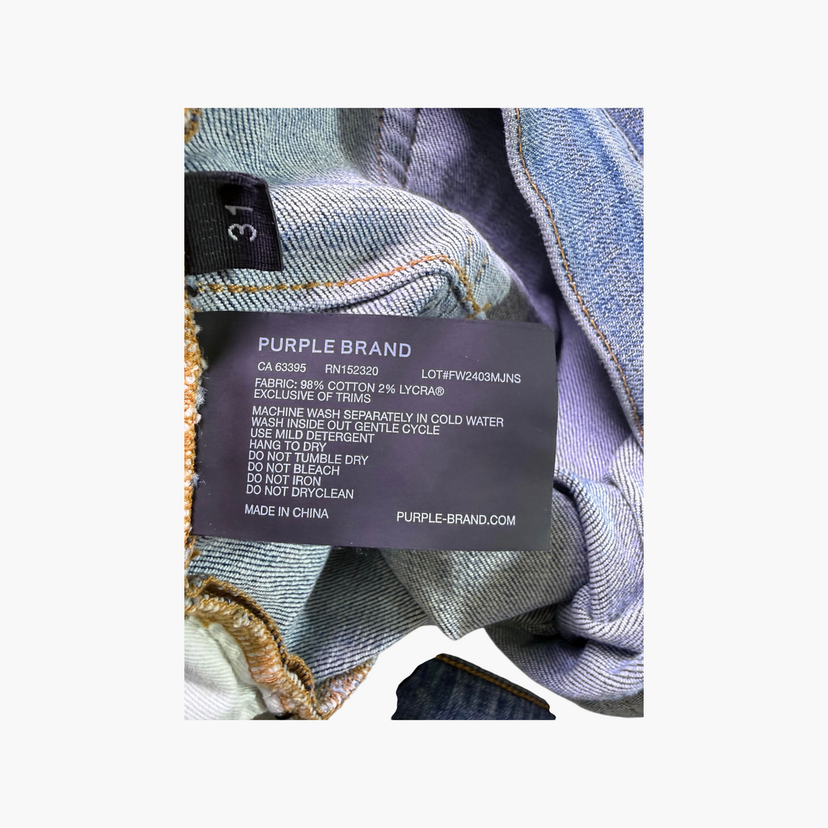 Purple Brand Splatter Light Wash Jeans