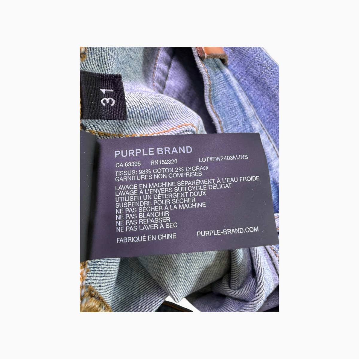 Purple Brand Splatter Light Wash Jeans