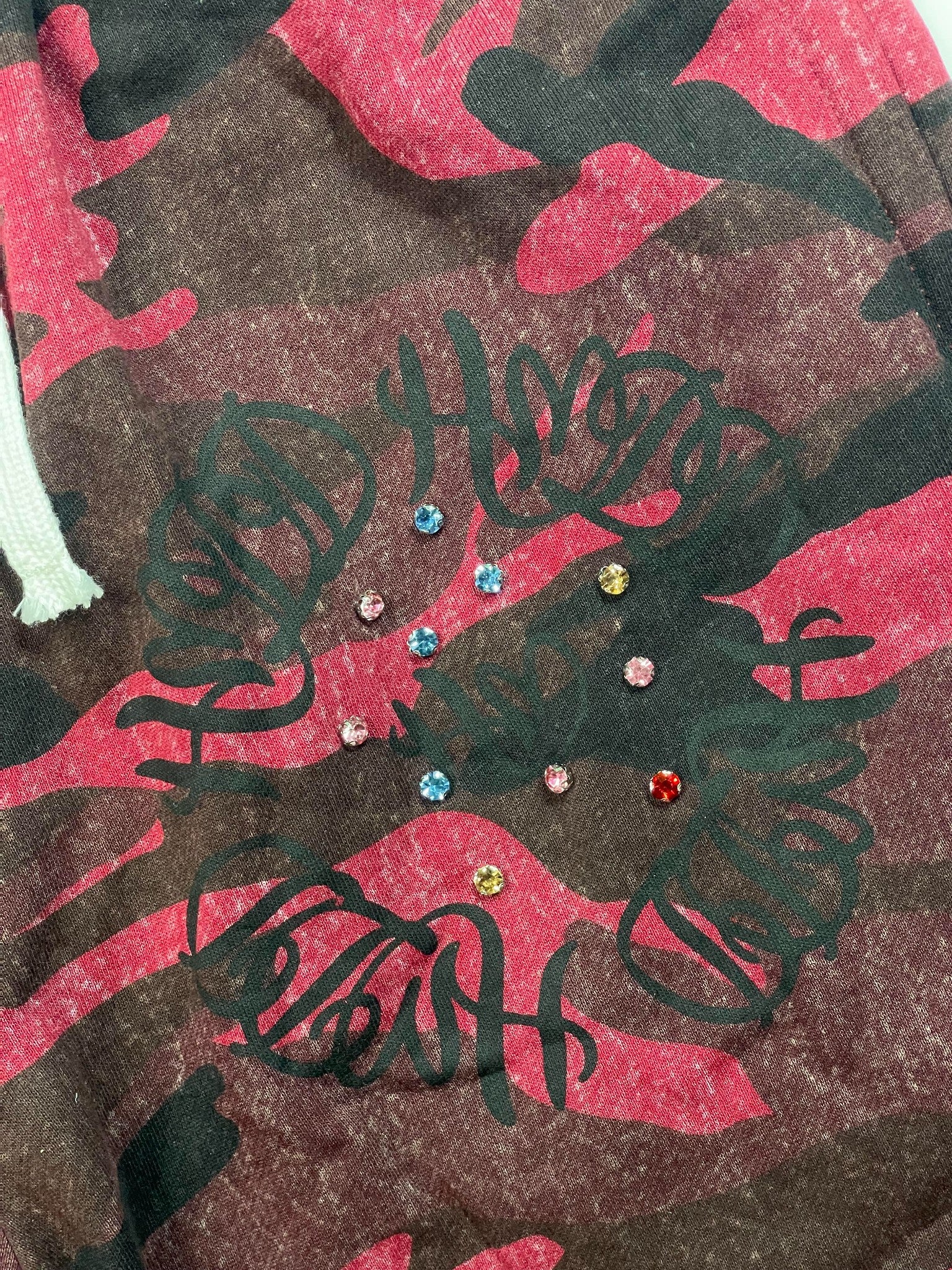 HMDD Studded Red Sweat Shorts