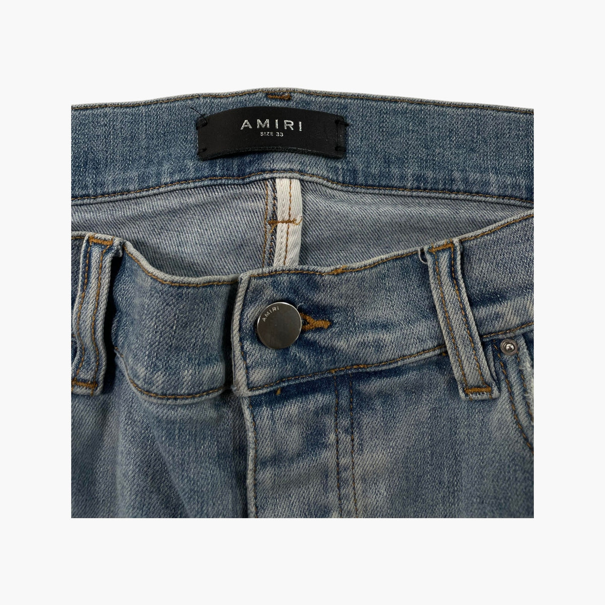 Amiri Borque Vine Side Logo Light Wash Jeans