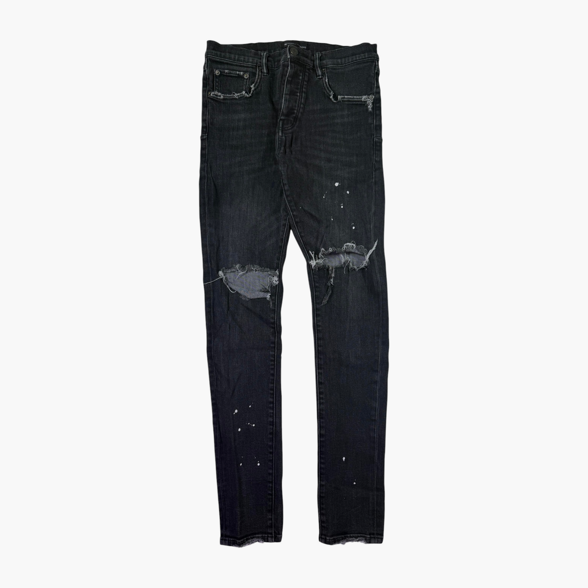Purple Brand Knee Ripped Black Wash Jeans