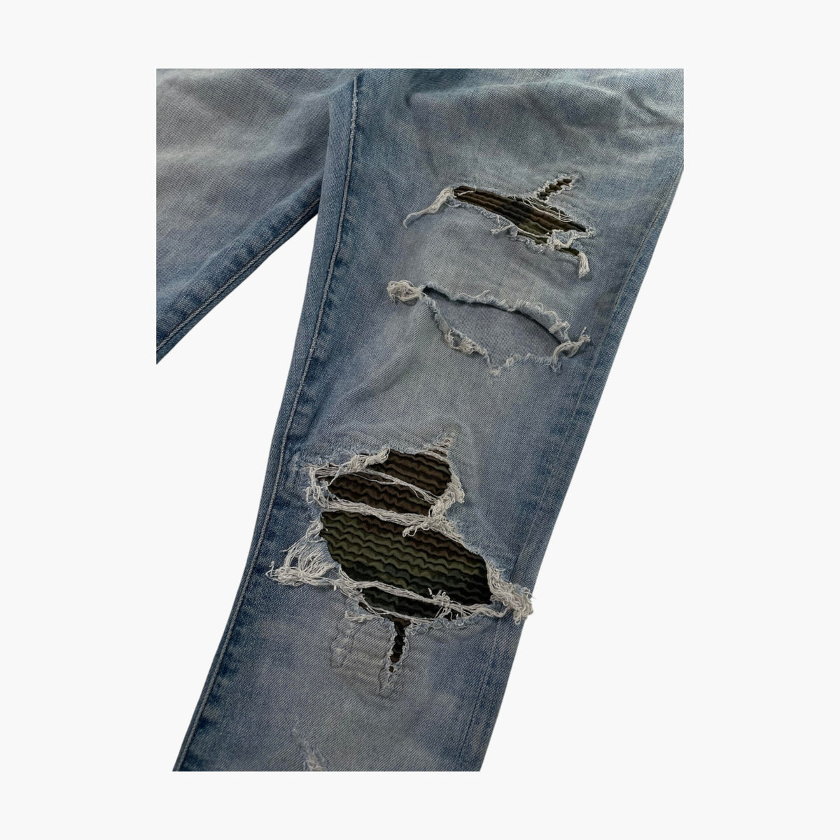 Amiri Camo "MX1" Patch Light Wash Jeans