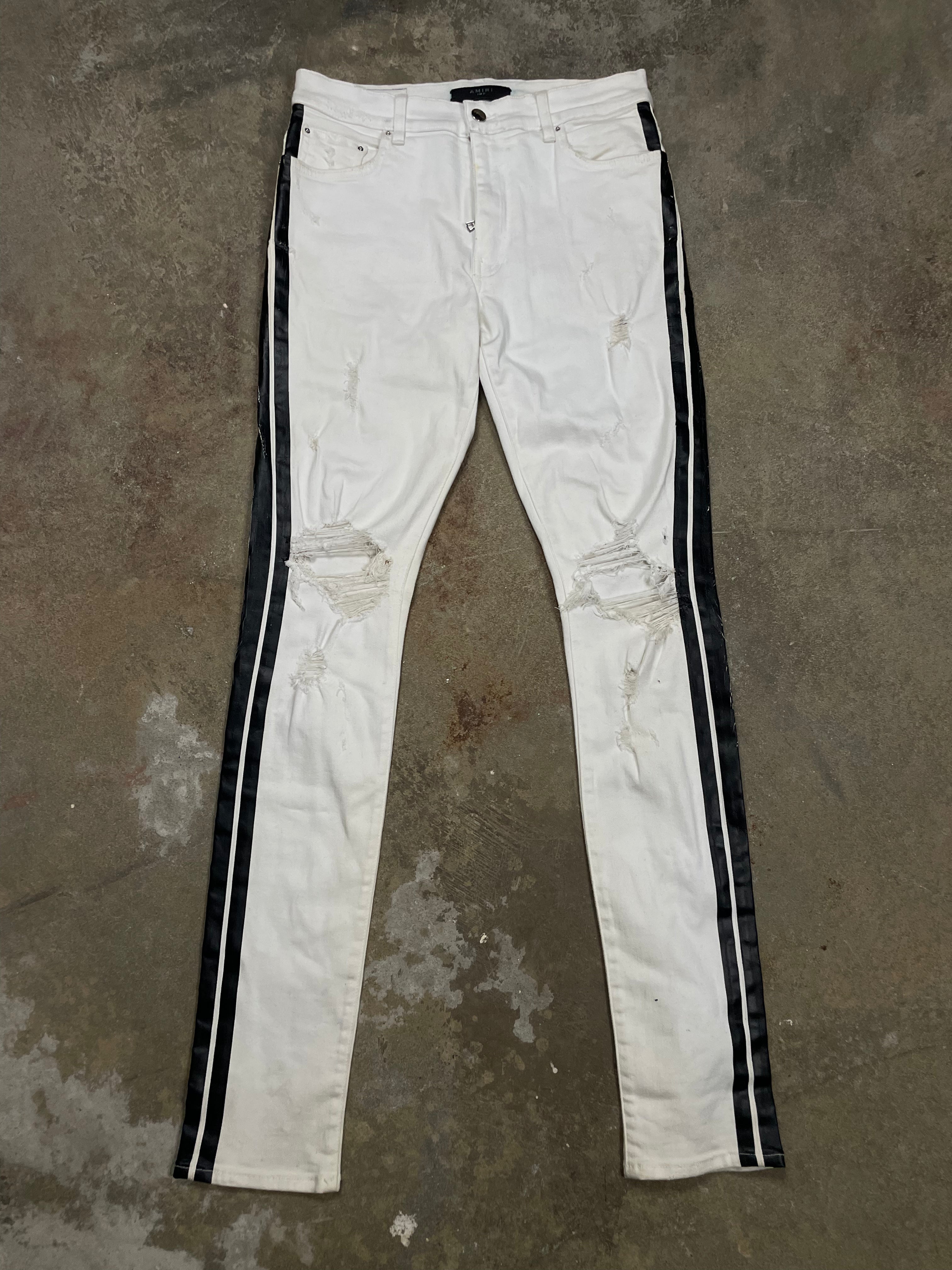 Amiri Jeans White Black Stripe Used 31