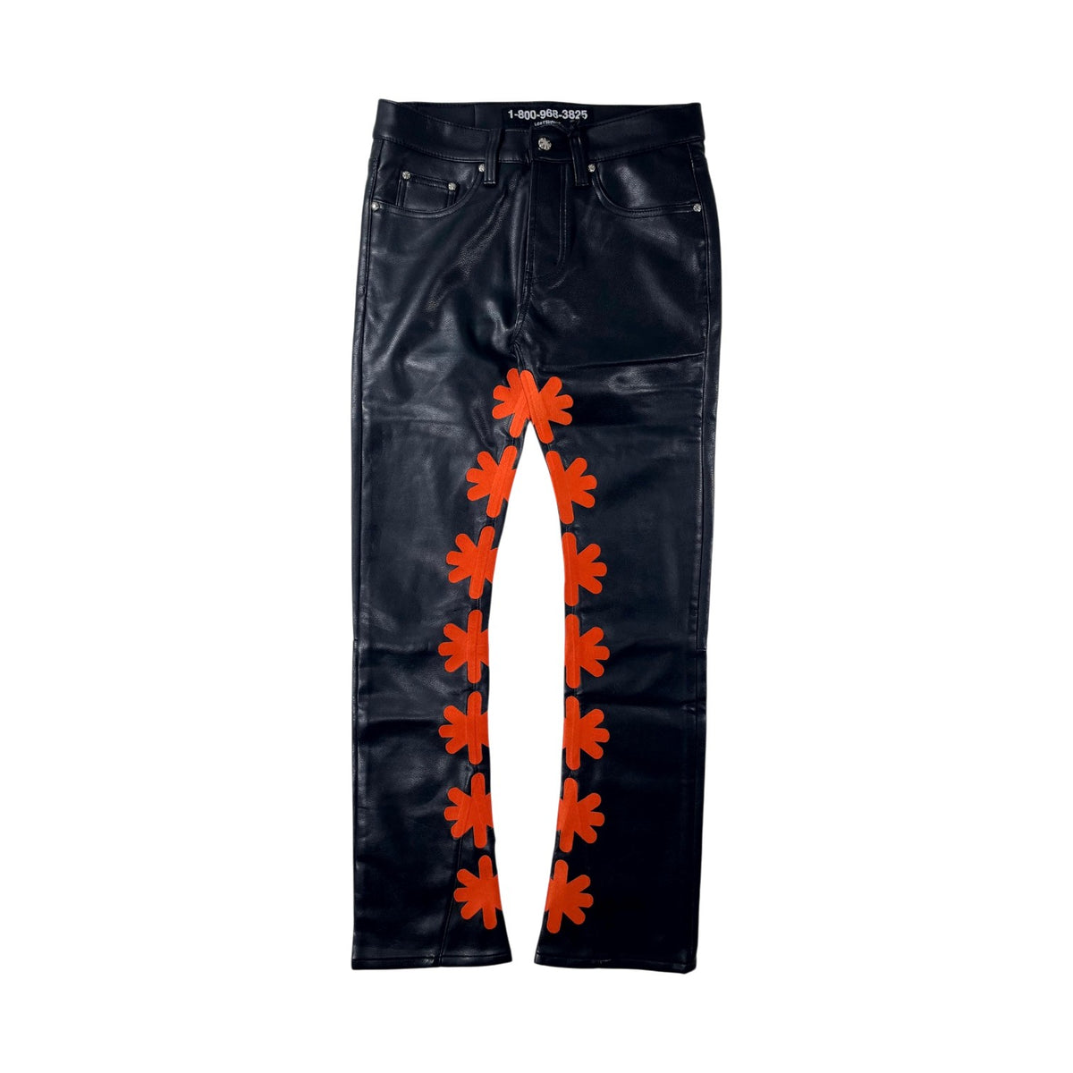 LOST SHDWS Leather Black & Orange Jeans