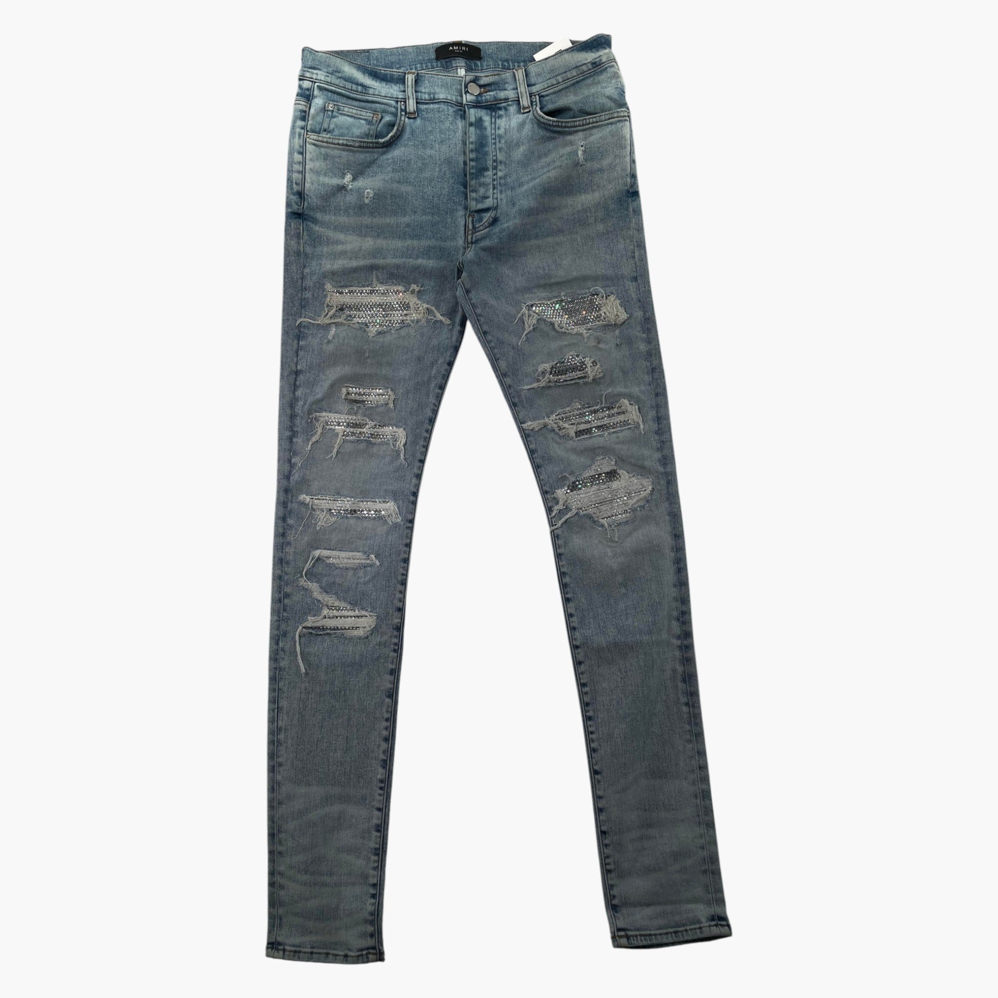 Amiri Swarovski Light Wash Jeans
