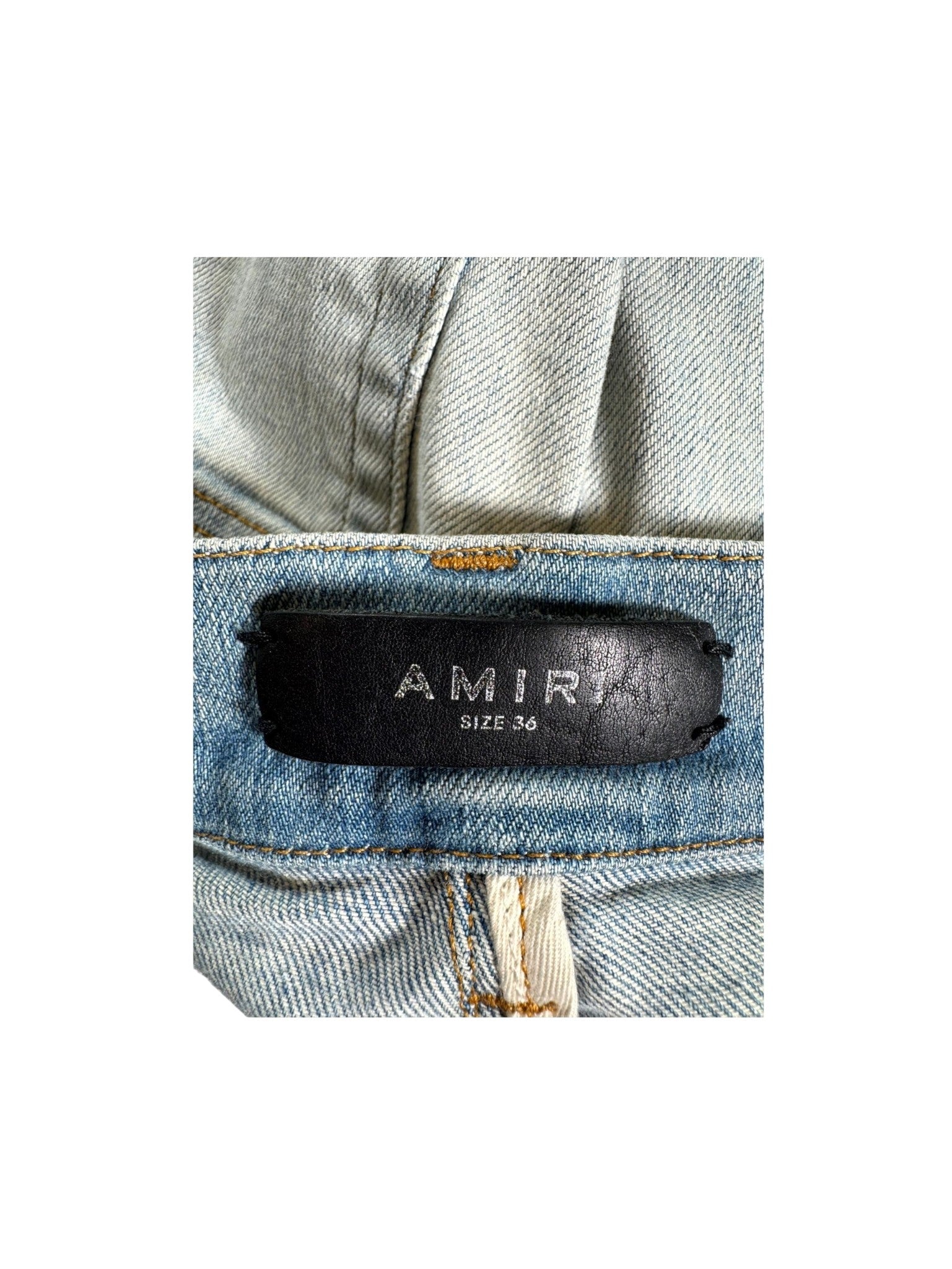 Amiri MX1 Plaid Patch Light Wash, Blue & Burgundy Jeans