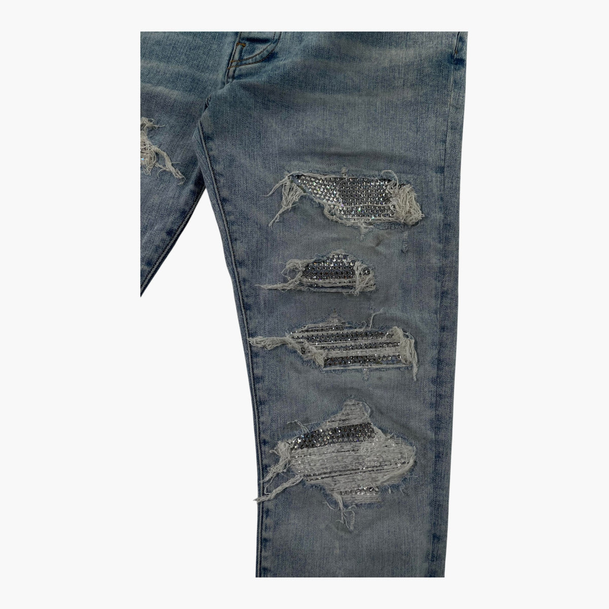 Amiri Swarovski Light Wash Jeans