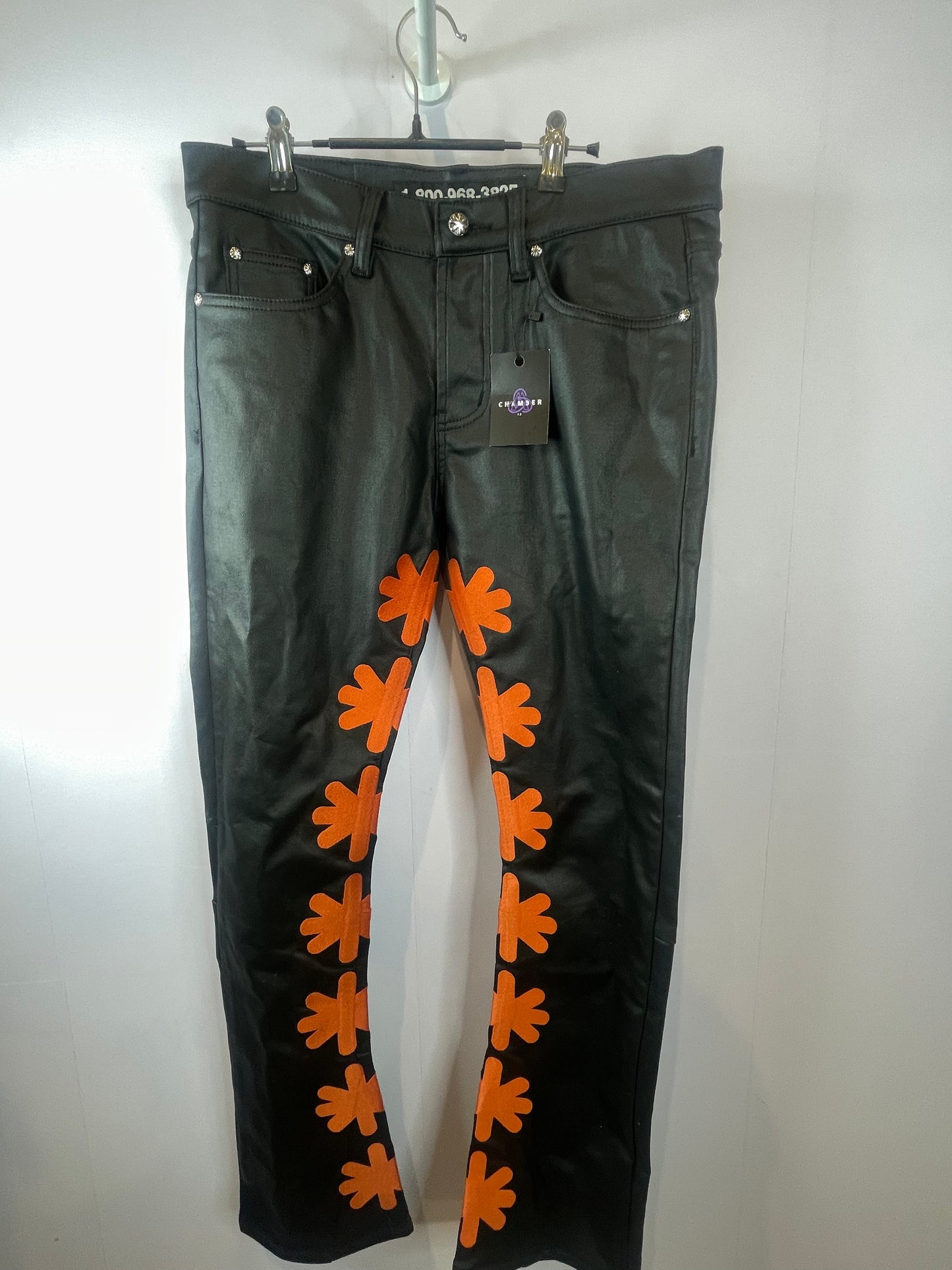 LOSTSHDWS Black & Orange Wax Jeans