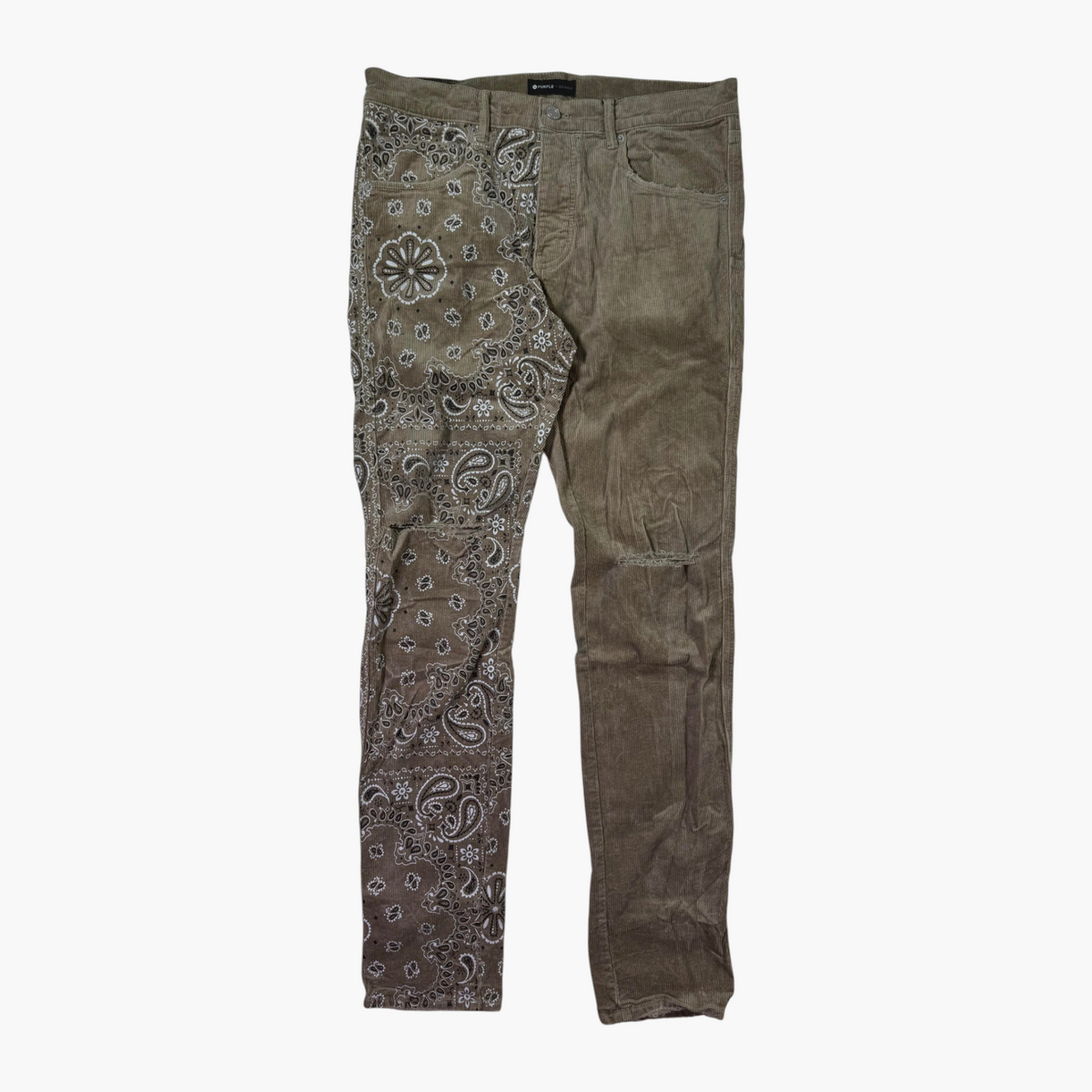 Purple Brand Tan Bandana Corduroy Jeans