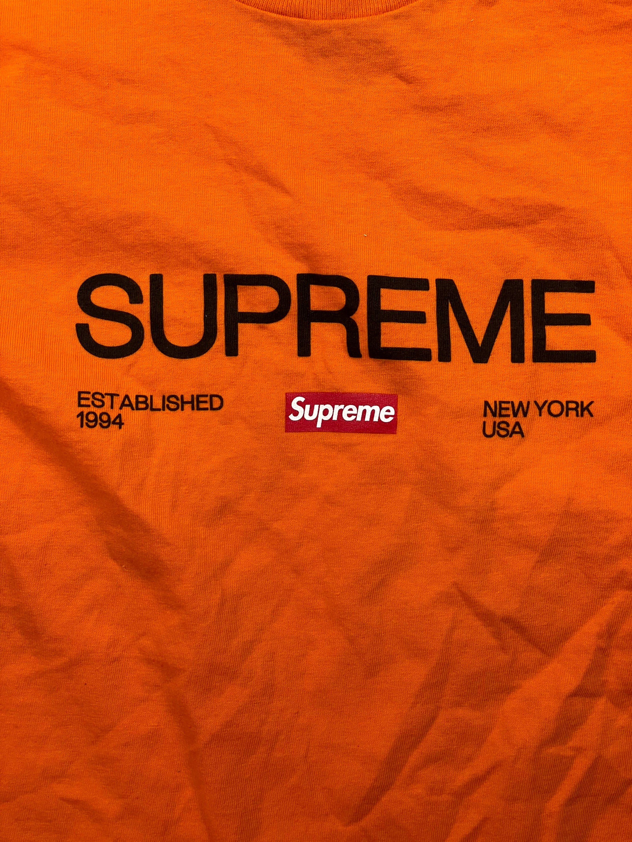 Supreme Chest Logo Orange & Black Tee